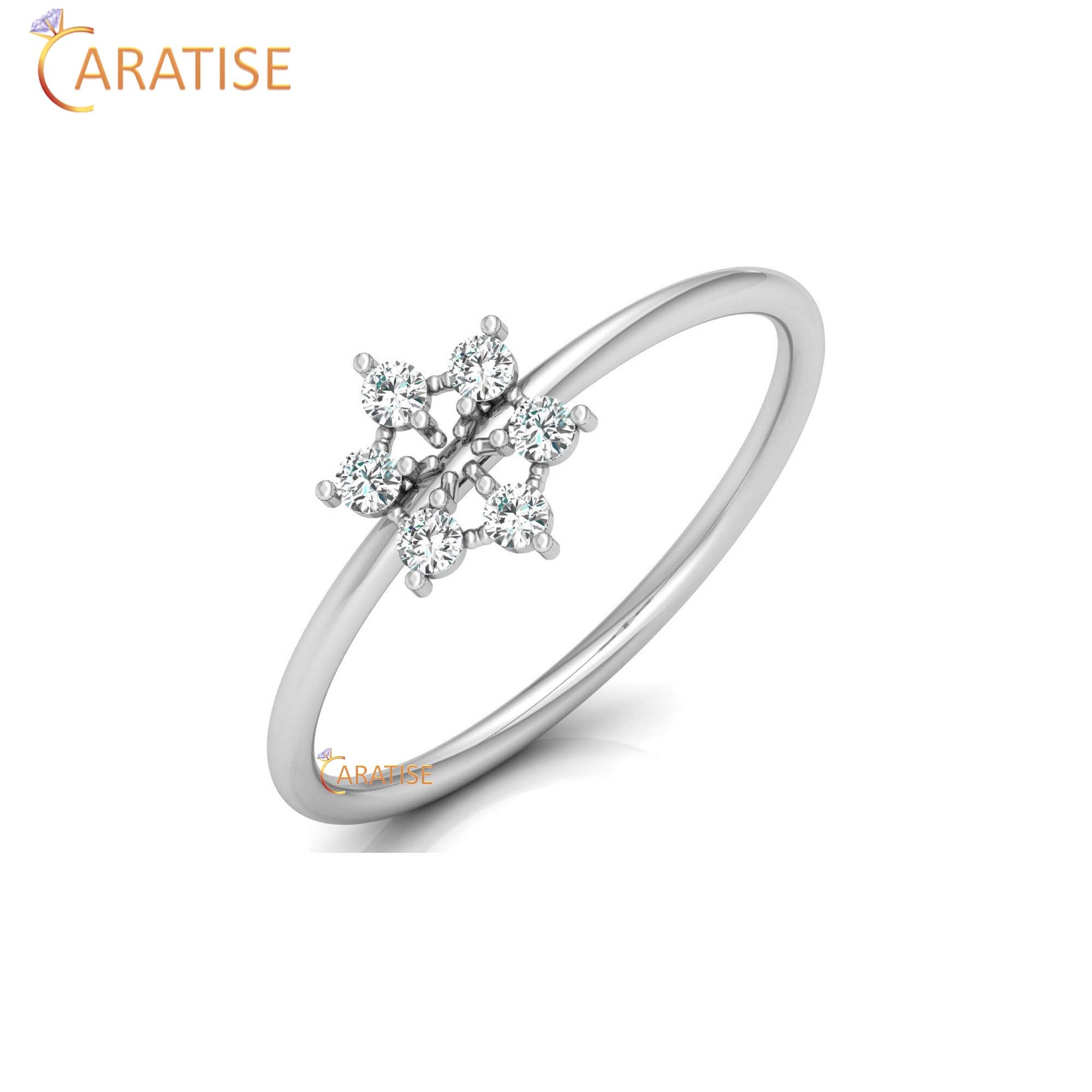 0.16 TDW Round Cut Women's Minimalist Diamond Ring