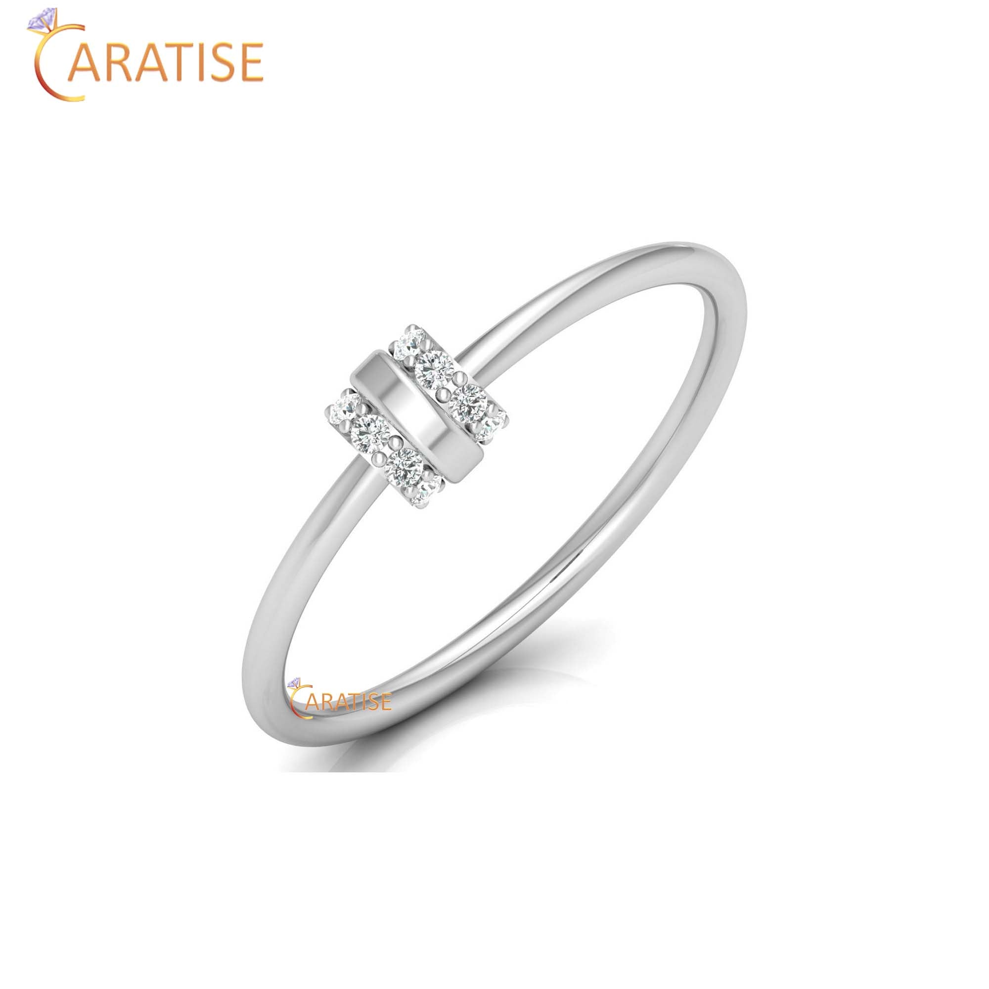 0.07 TDW Round Cut Women's Minimalist Diamond Ring