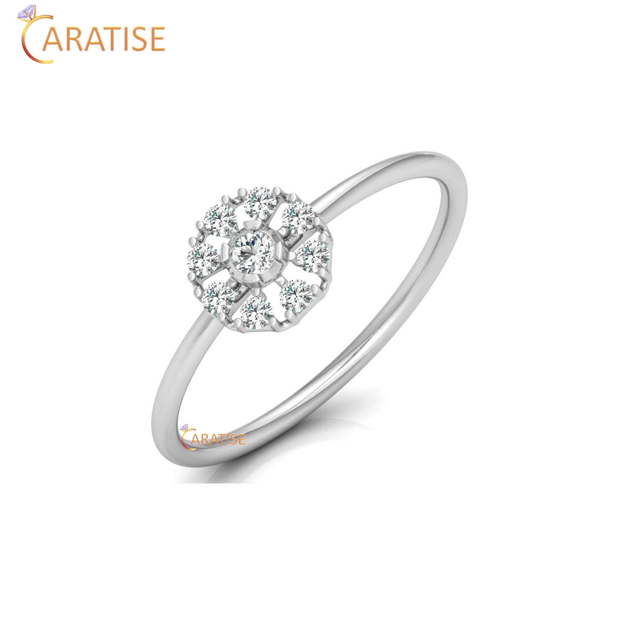 0.18 TDW Round Cut Minimalist Women's Diamond Ring