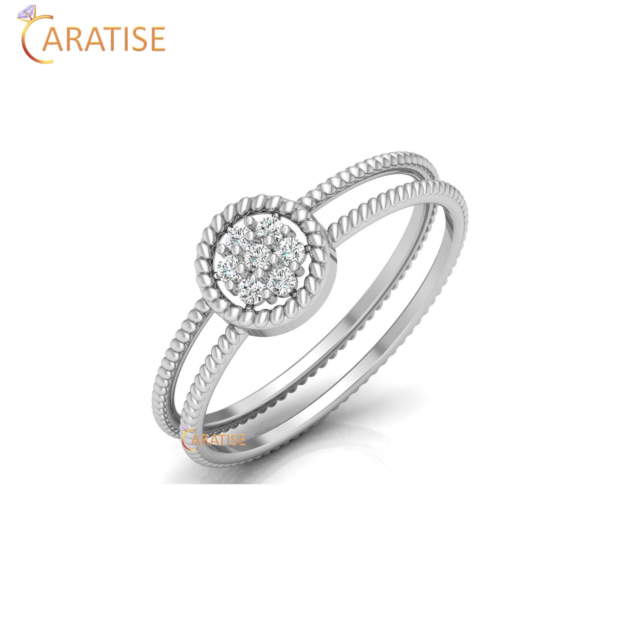 0.09 TDW Round Cut Minimalist Women's Diamond Ring