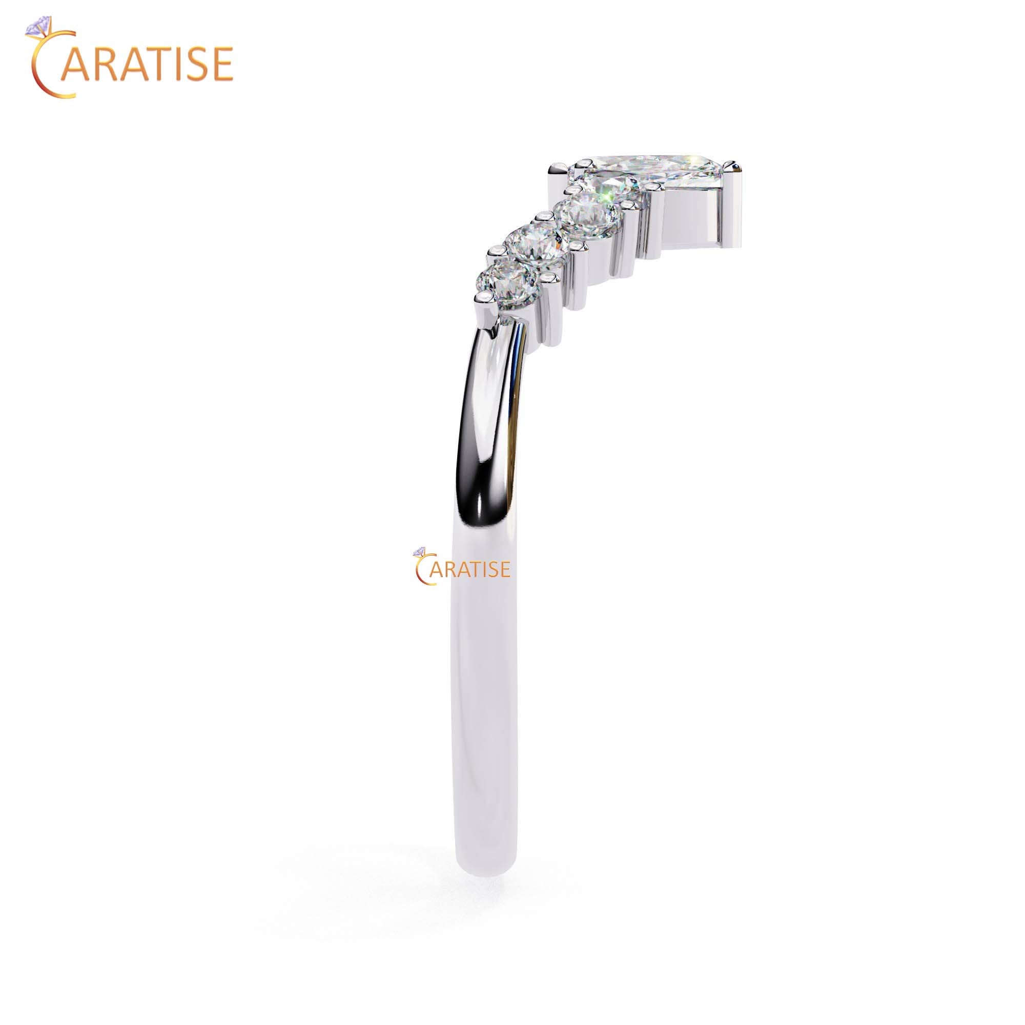 0.39 TDW Round & Marquise Cut Minimalist Diamond Women's Ring