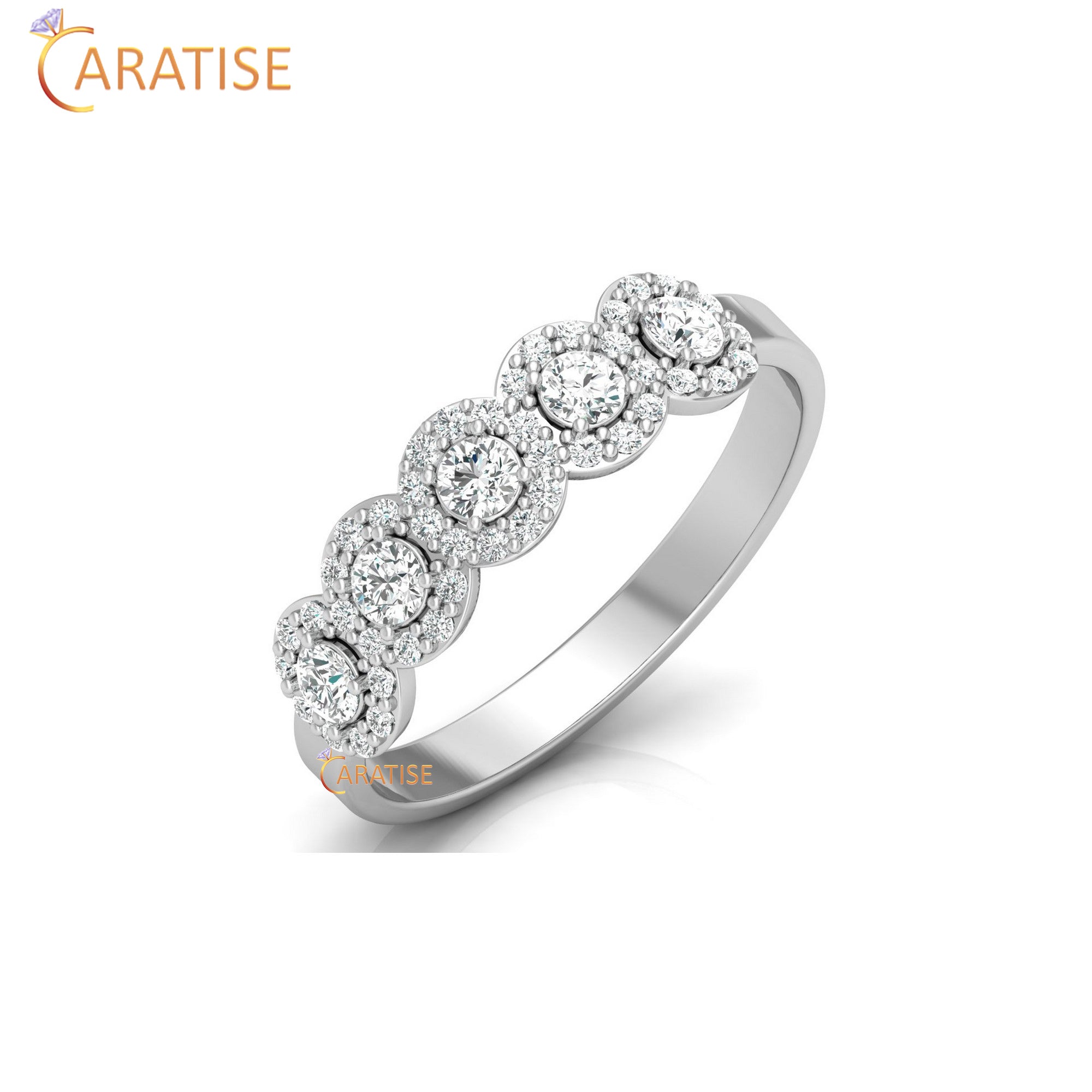 0.45 TDW Round Cut Women's Minimalist Diamond Ring