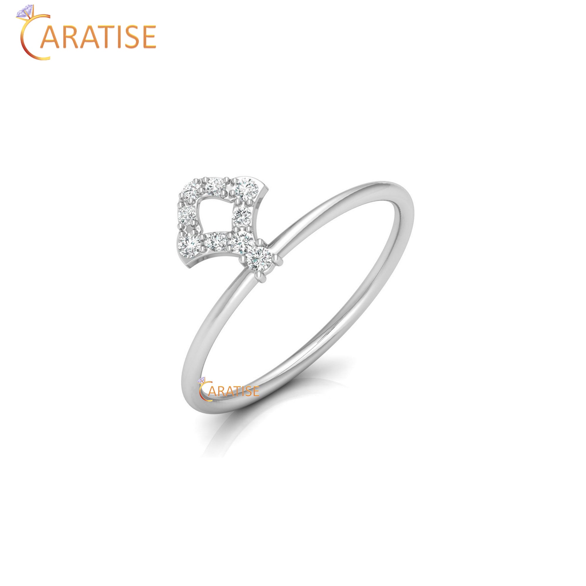 0.10 TDW Round Cut Minimalist Women's Diamond Ring