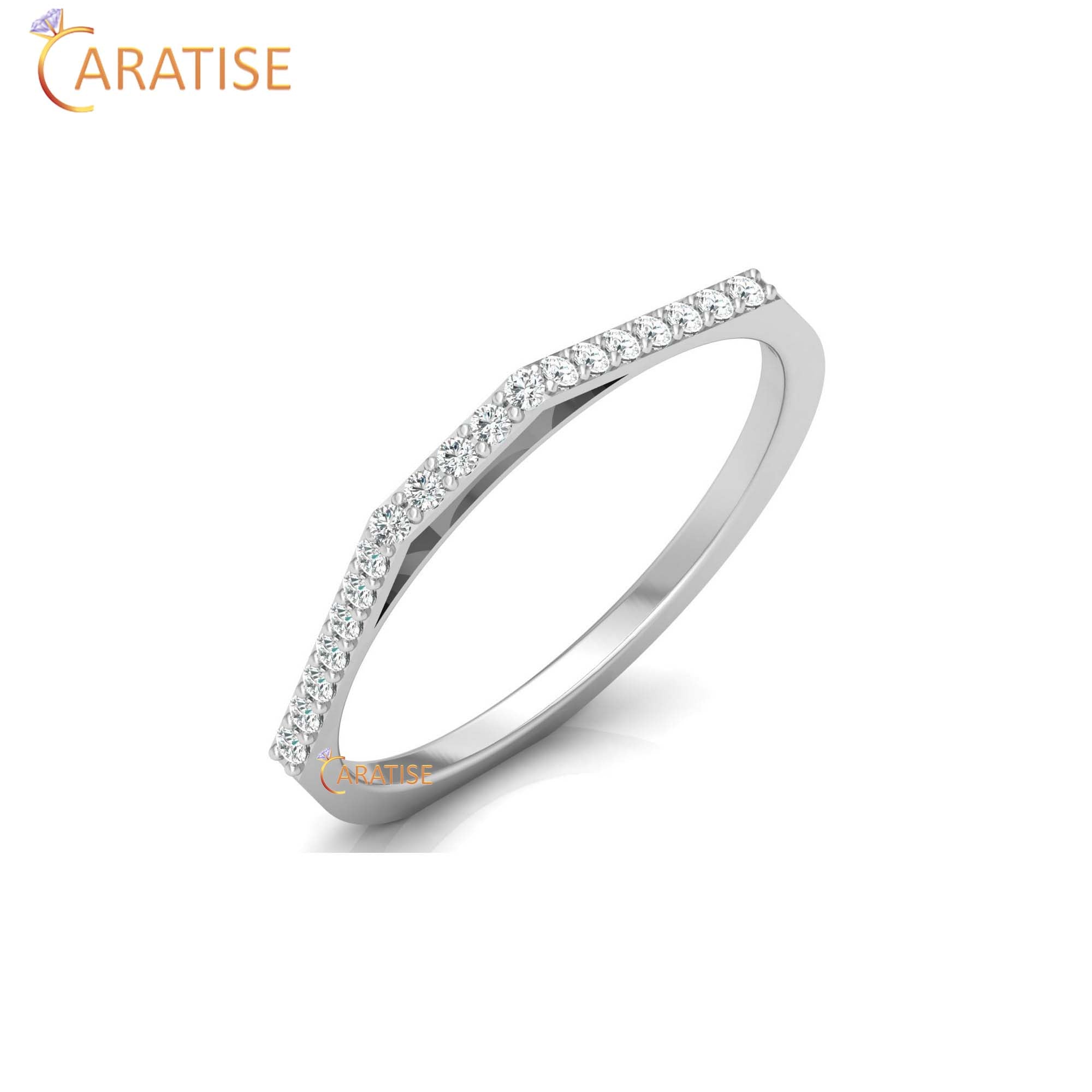 0.12 TDW Round Cut Women's Minimalist Diamond Ring