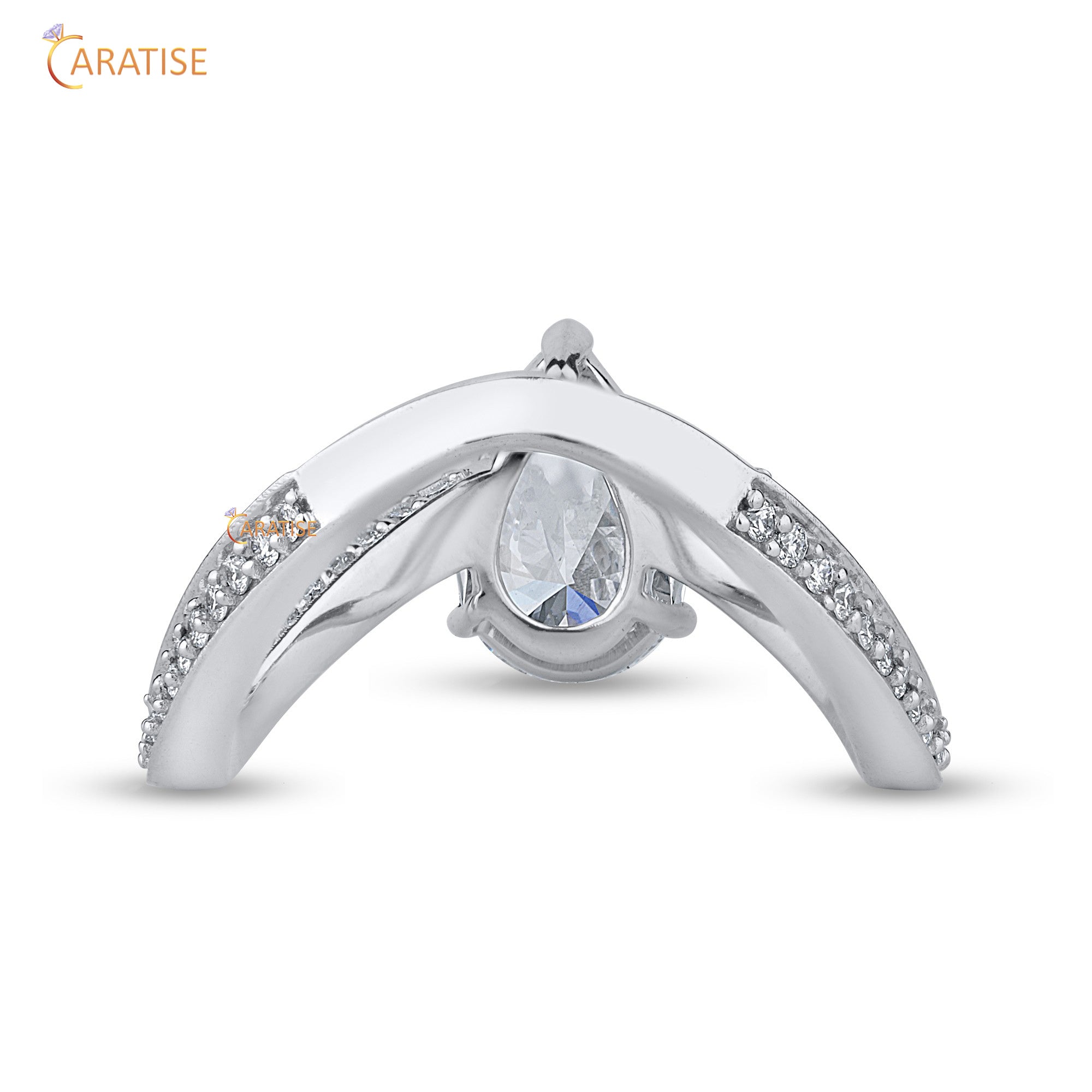 2.50 TDW Pear & Round Cut Mossiante Diamond Engagement Ring 925 Silver