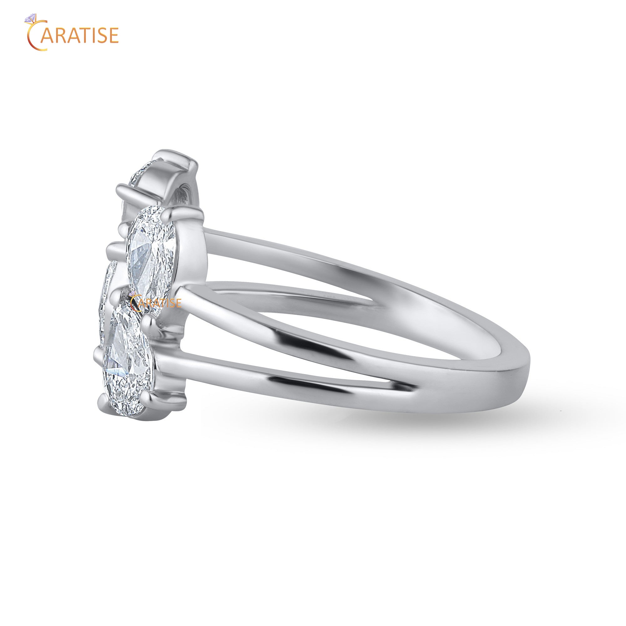 0.80 TDW Pear Cut Moissanite Diamond Engagement Ring 925 Silver