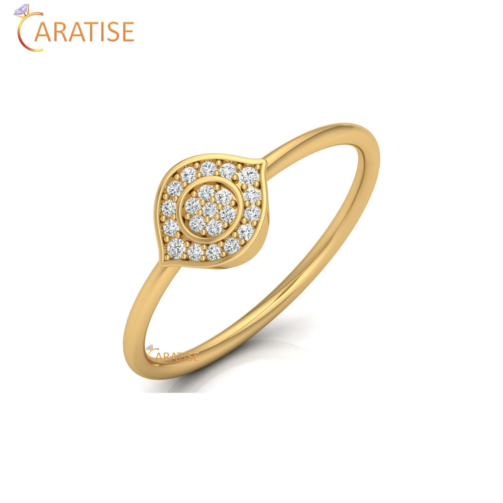 0.08 TDW Round Cut Women's Minimalist Diamond Ring