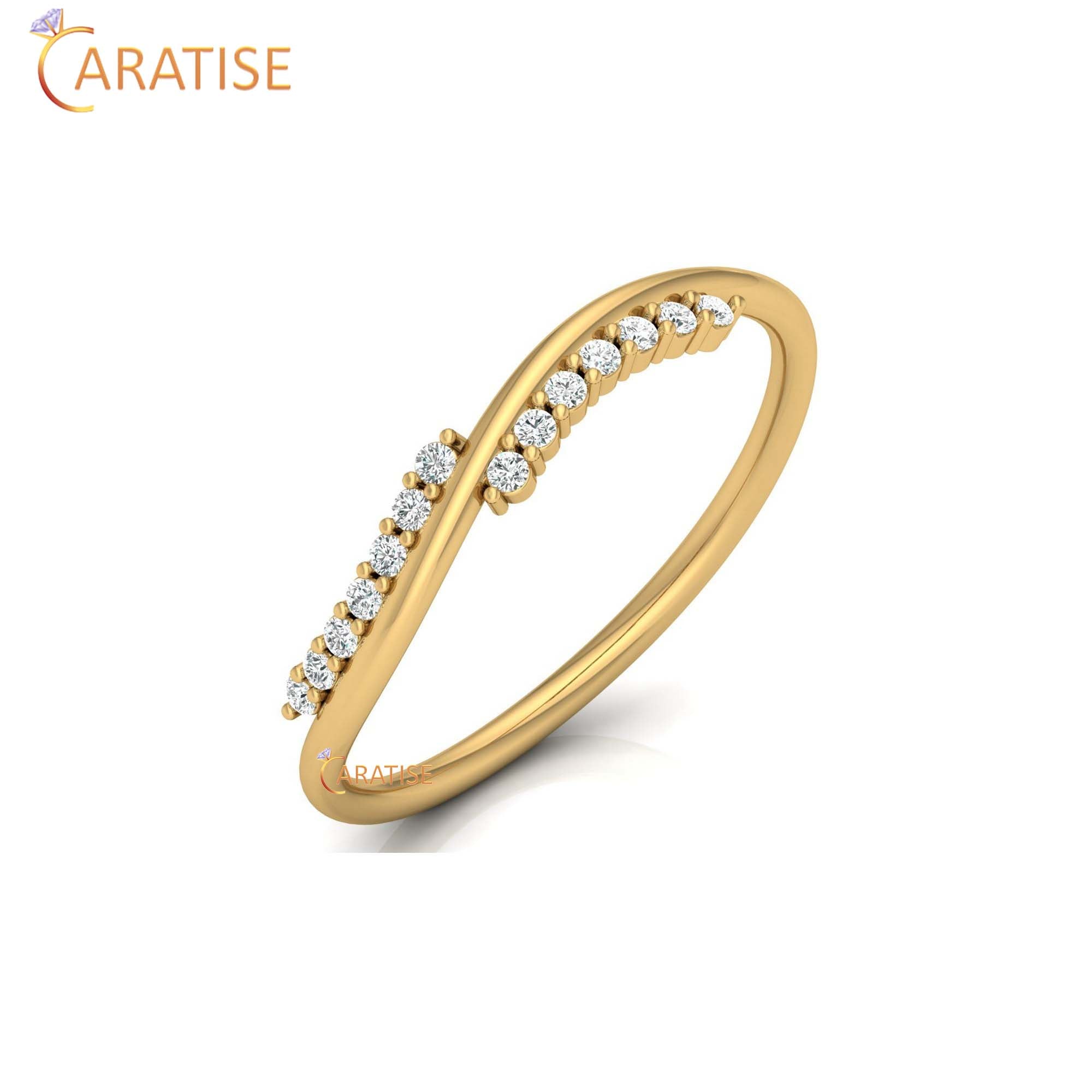 0.09 TDW Round Cut Minimalist Women's Diamond Ring