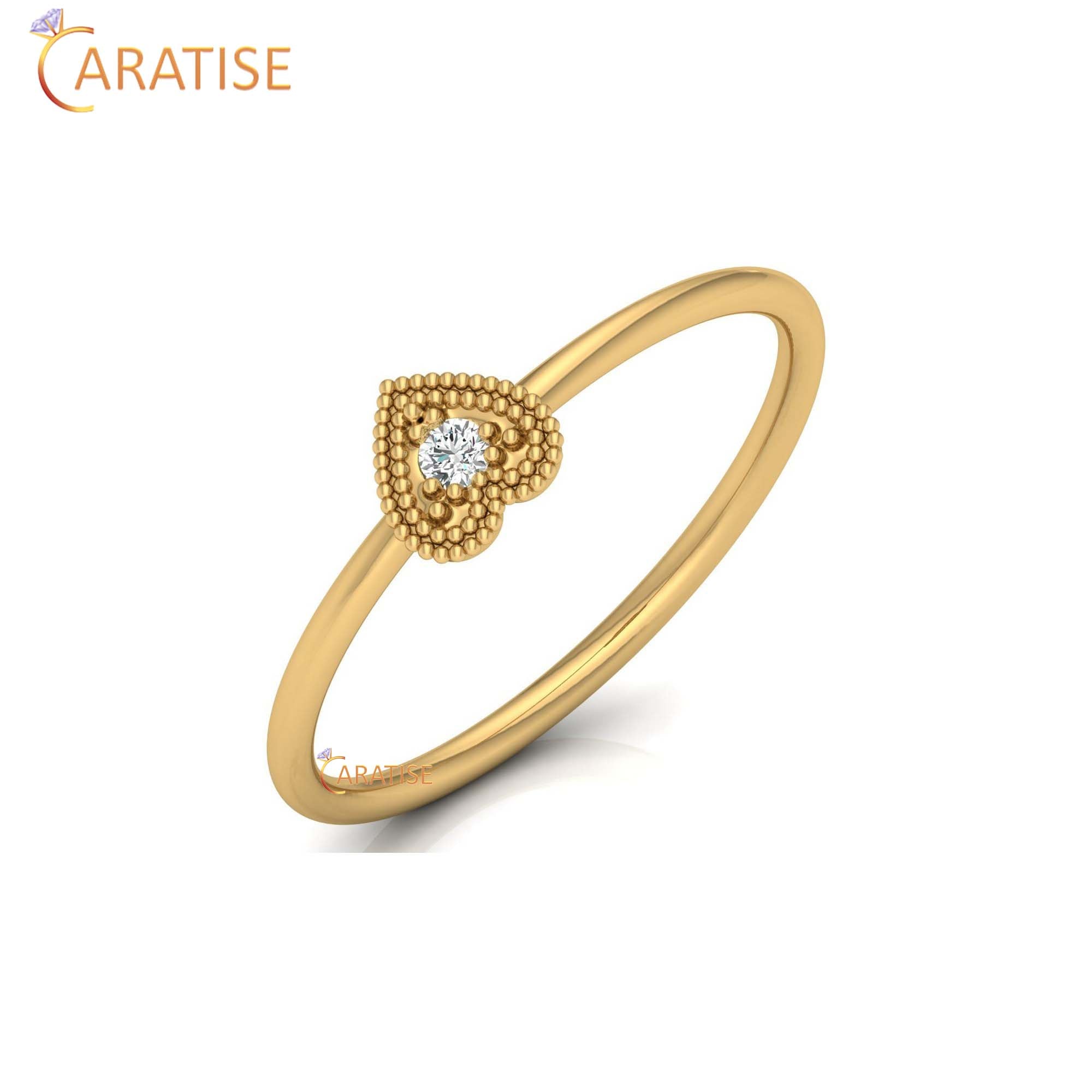 0.03 TDW Round Cut Minimalist Women's Diamond Ring