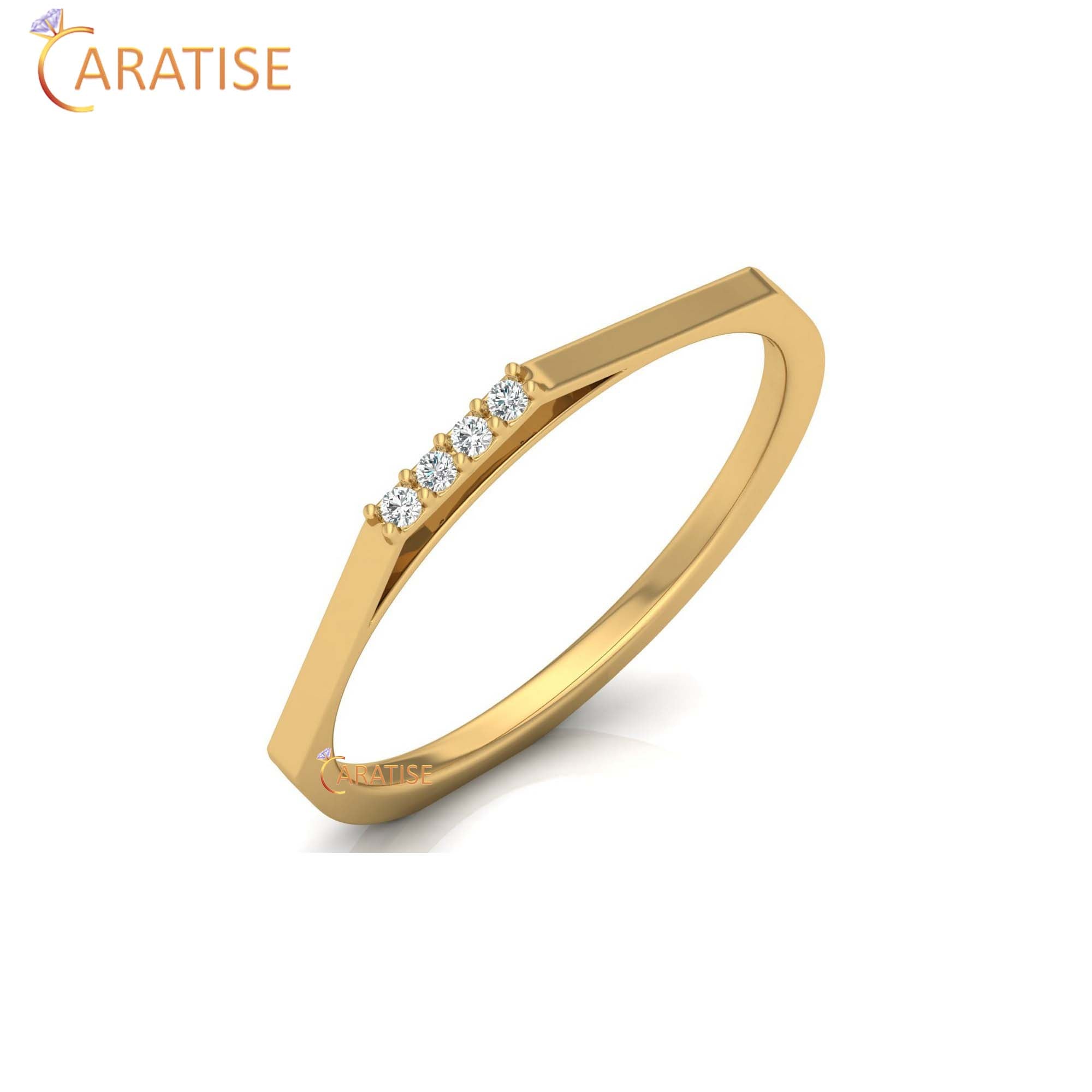 0.03 TDW Round Cut Women's Minimalist Diamond Ring