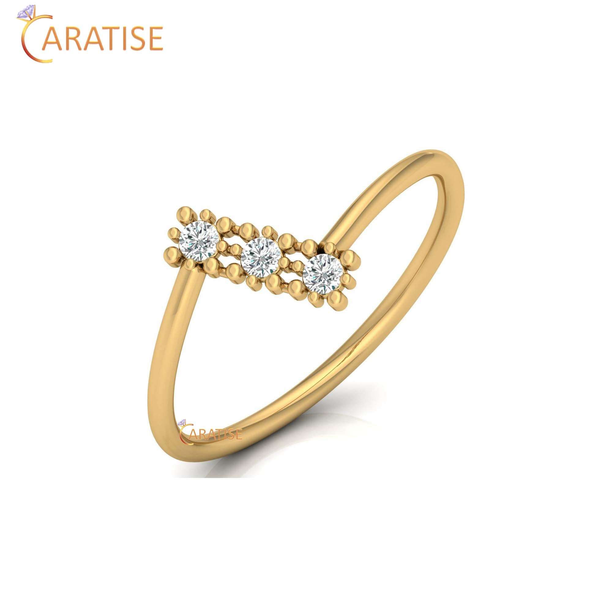 0.09 TDW Round Cut Women's Minimalist Diamond Ring