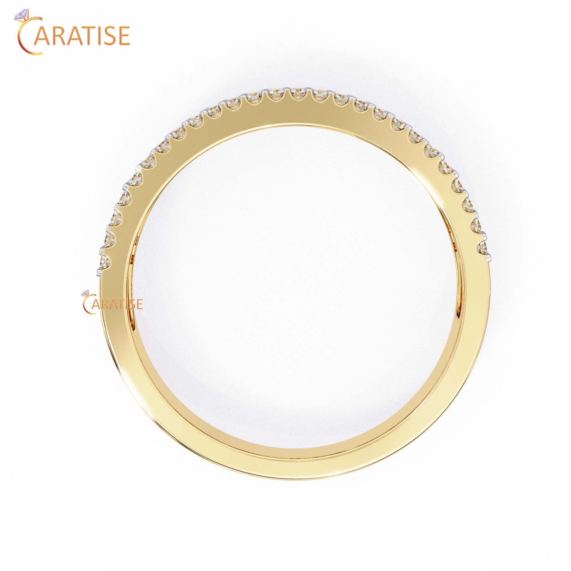 0.60 TDW Round & Baguette Cut Diamond Women's Minimalist Band