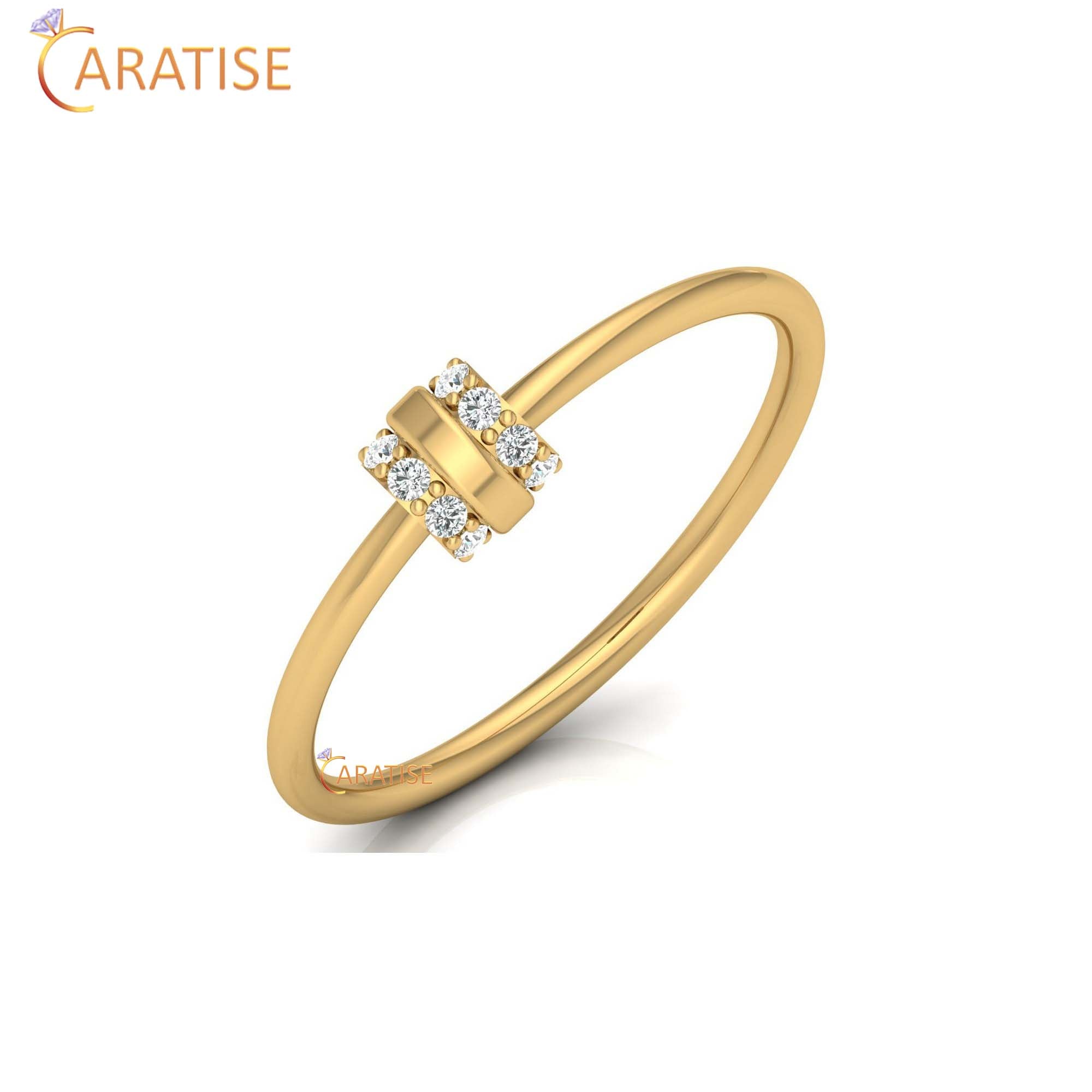 0.07 TDW Round Cut Women's Minimalist Diamond Ring