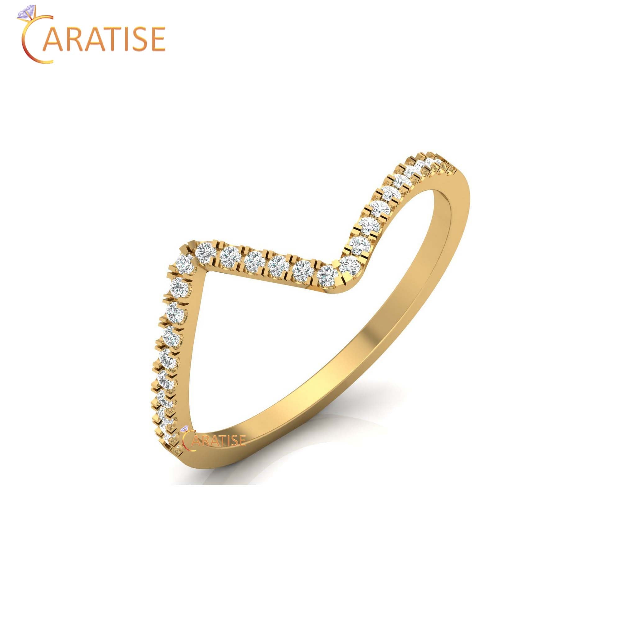 0.13 TDW Round Cut Minimalist Women's Diamond Ring