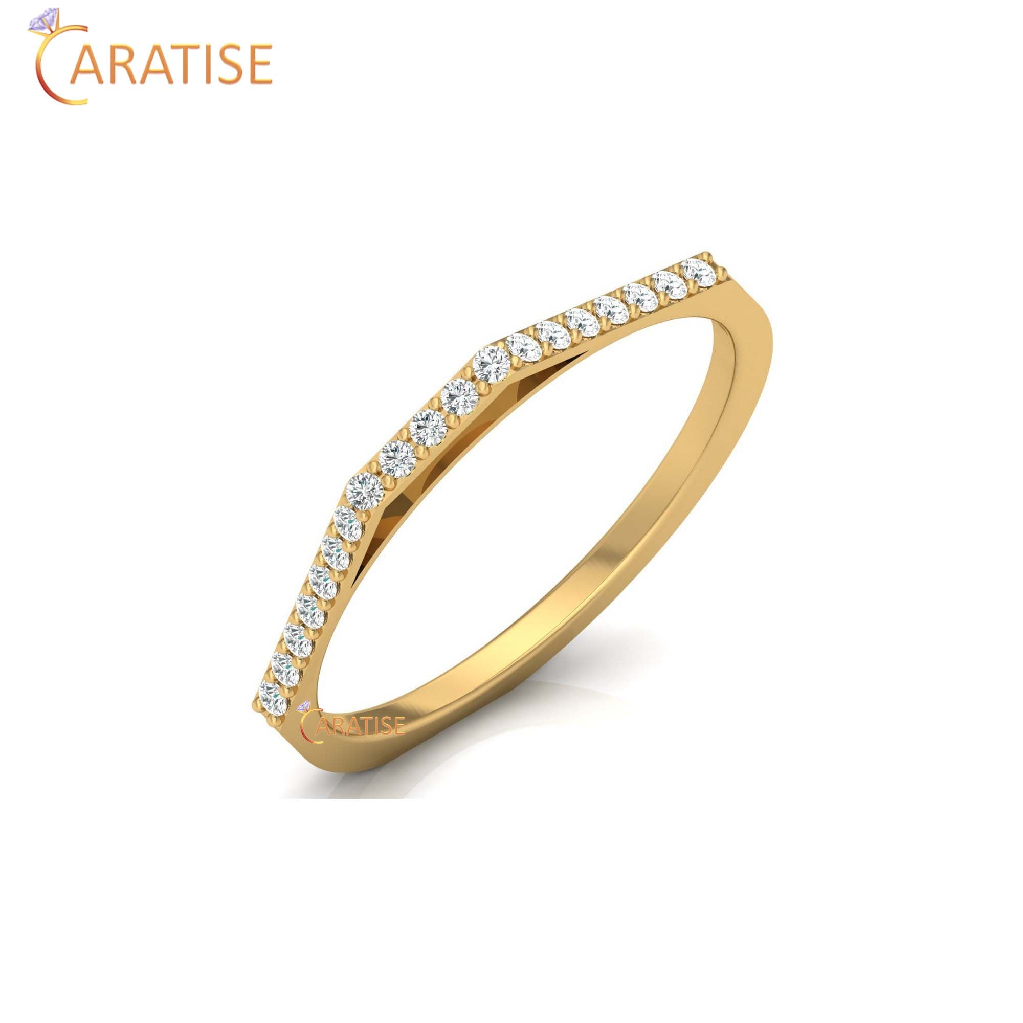 0.12 TDW Round Cut Women's Minimalist Diamond Ring