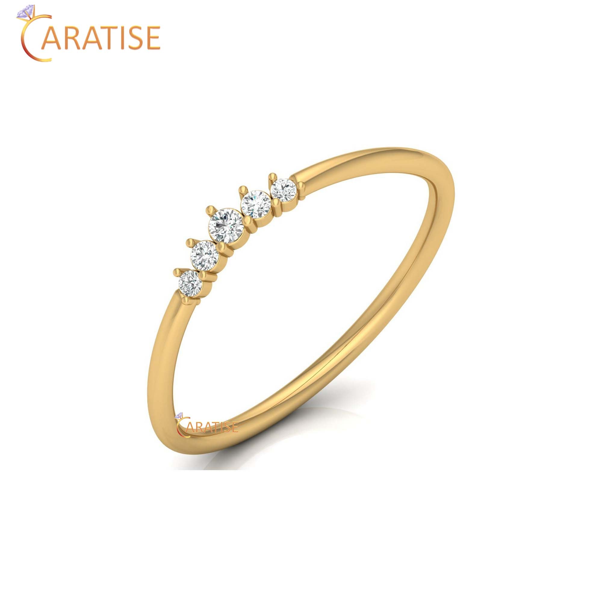 0.06 TDW Round Cut Women's Minimalist Diamond Ring