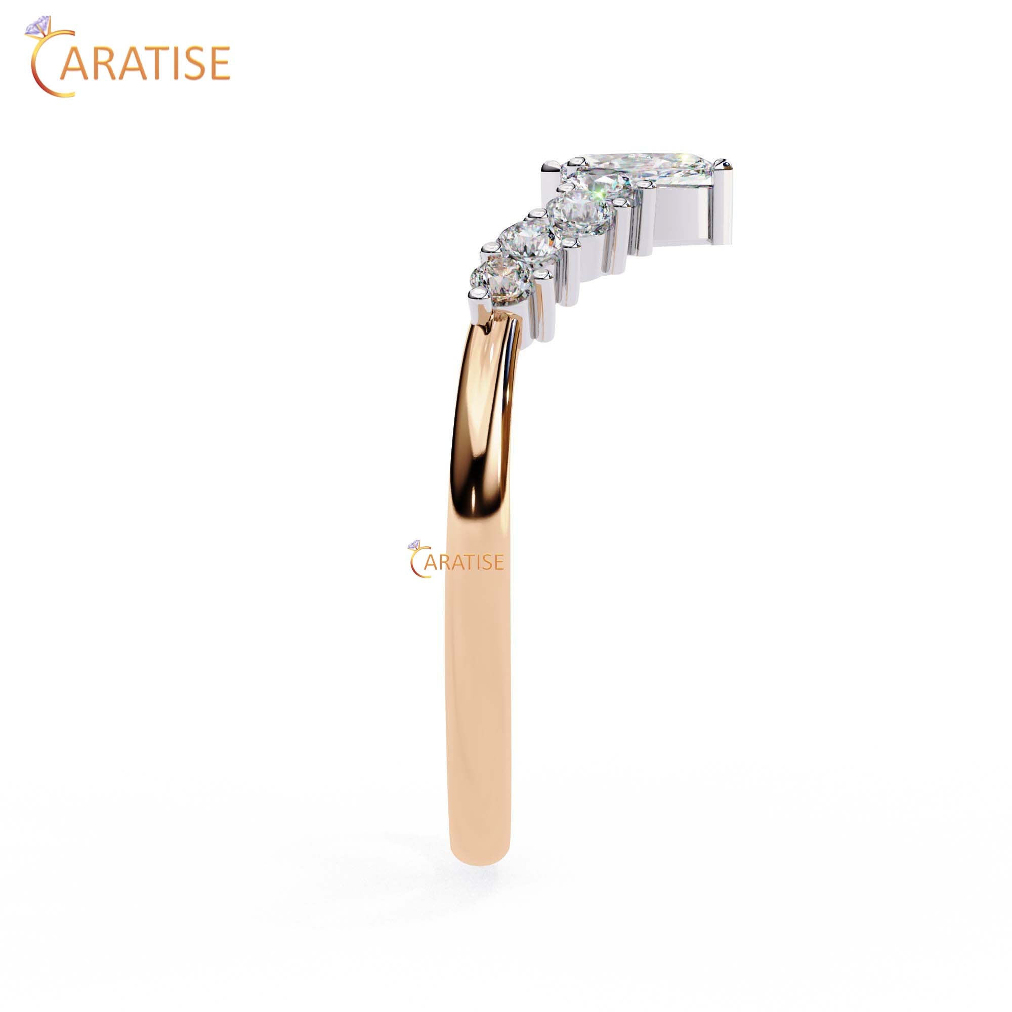 0.39 TDW Round & Marquise Cut Minimalist Diamond Women's Ring