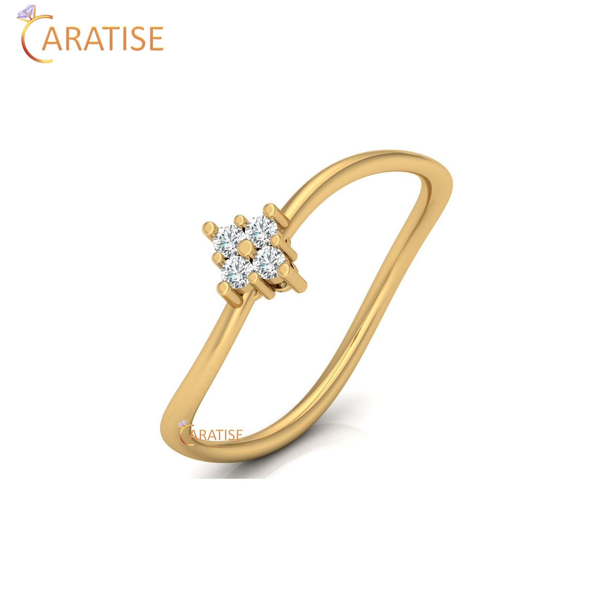 0.07 TDW Round Cut Minimalist Women's Diamond Ring