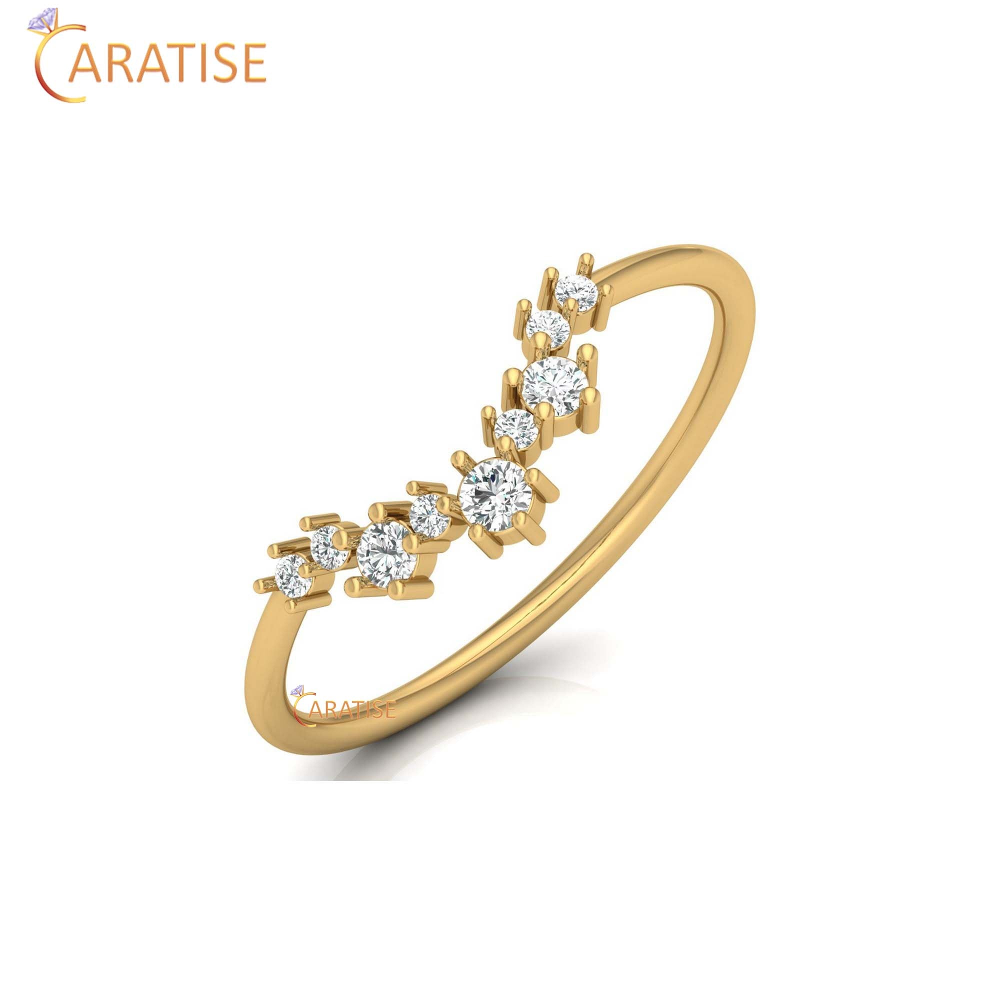 0.15 TDW Round Cut Minimalist Women's Diamond Ring