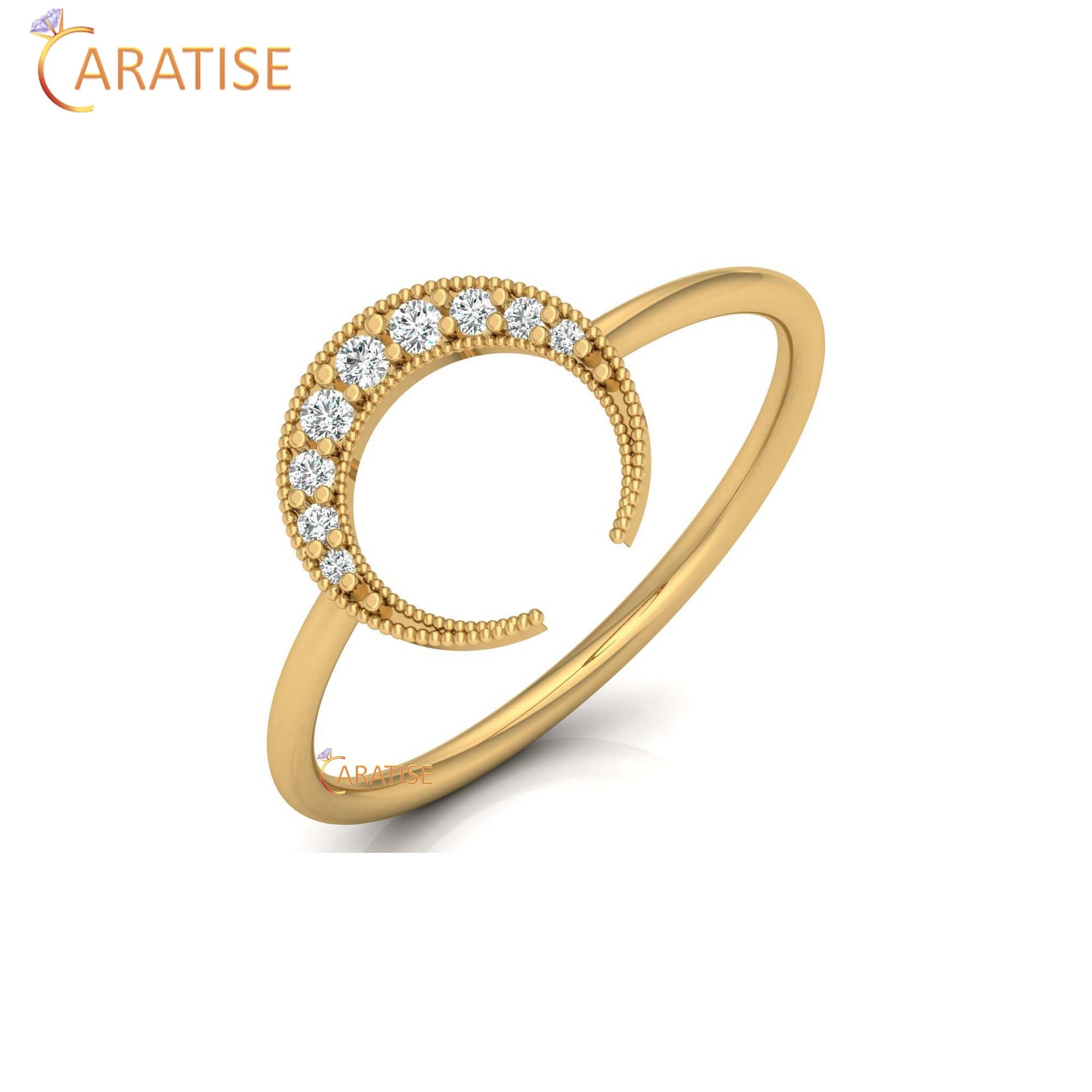 0.07 TDW Round Cut Women's Minimalist Diamond Ring