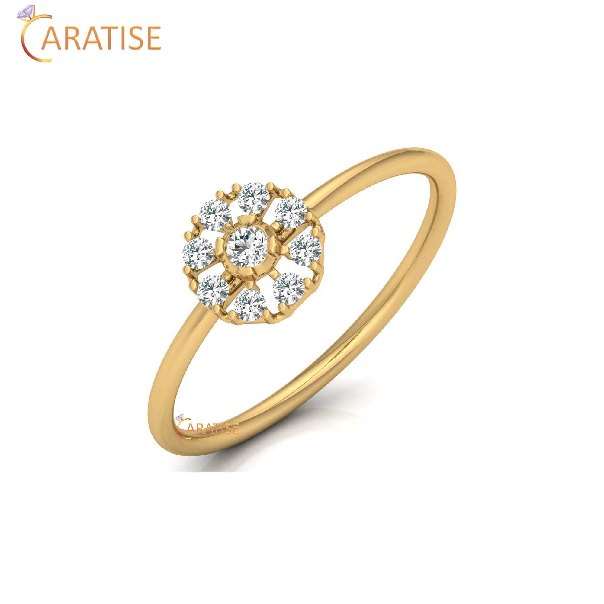 0.18 TDW Round Cut Minimalist Women's Diamond Ring