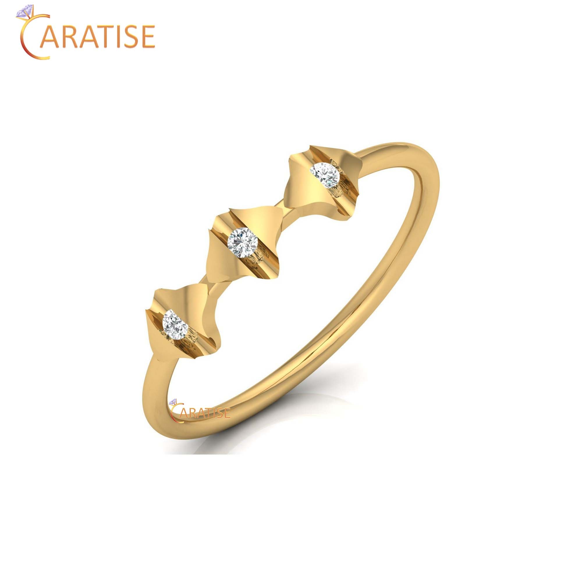 0.05 TDW Round Cut Minimalist Women's Diamond Ring