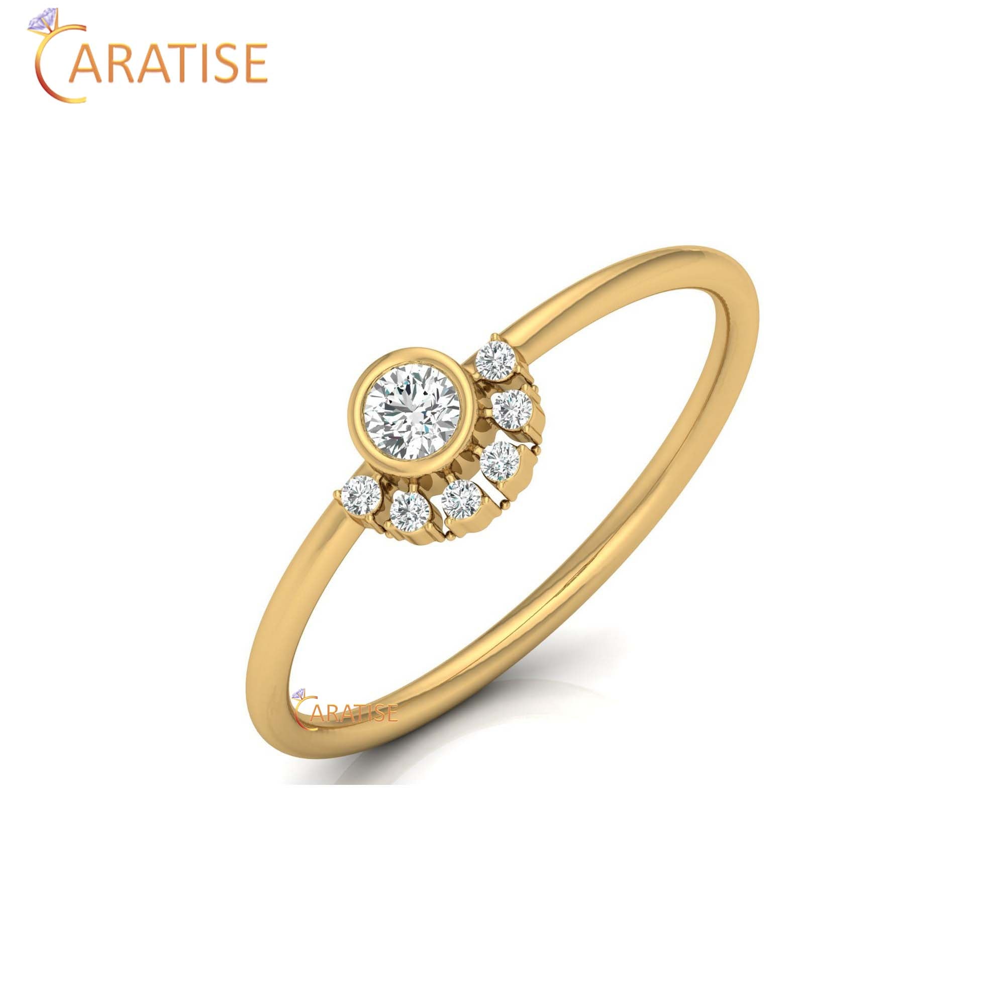 0.13 TDW Round Cut Women's Minimalist Diamond Ring