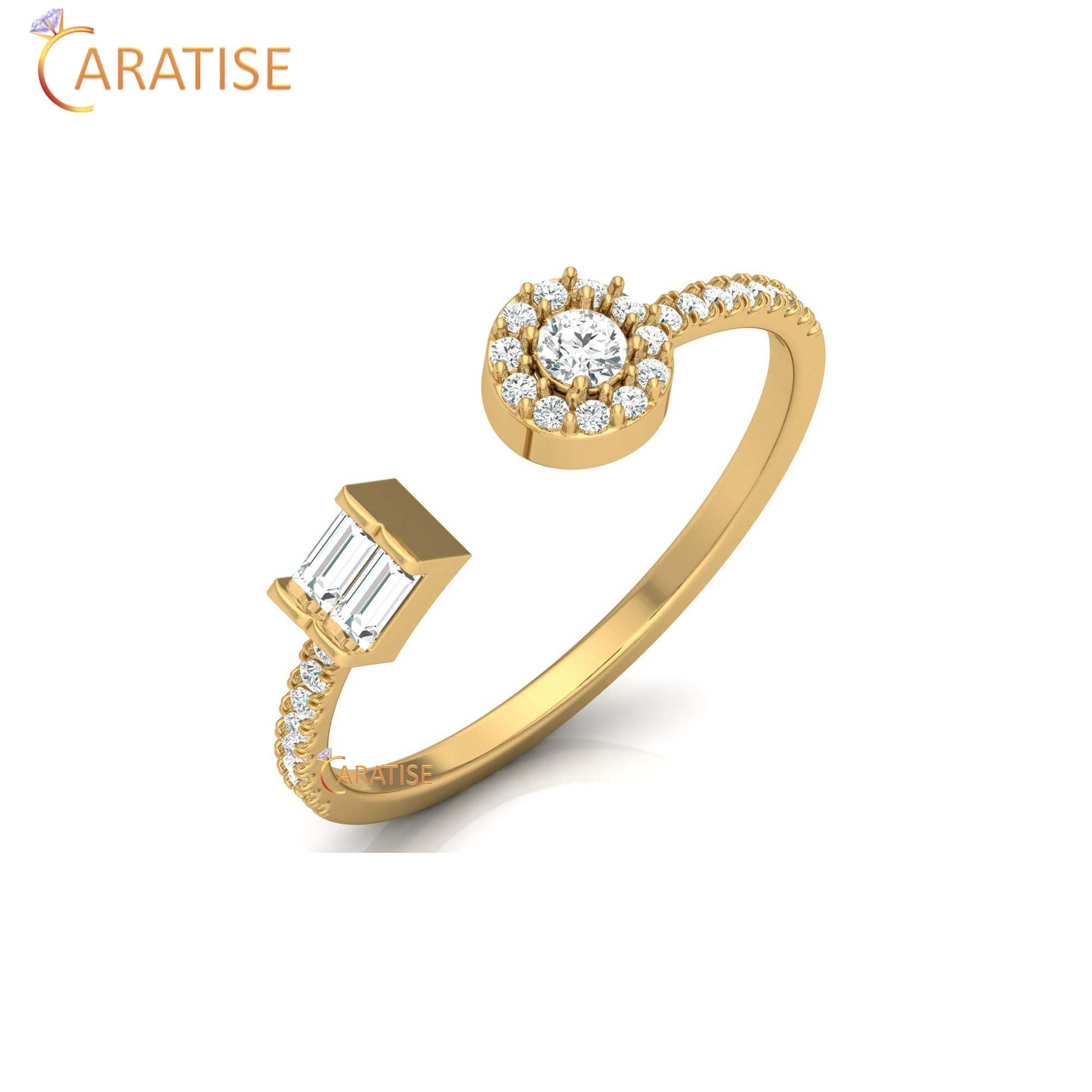 0.25 TDW Round & Baguette Cut Women's Minimalist Diamond Ring