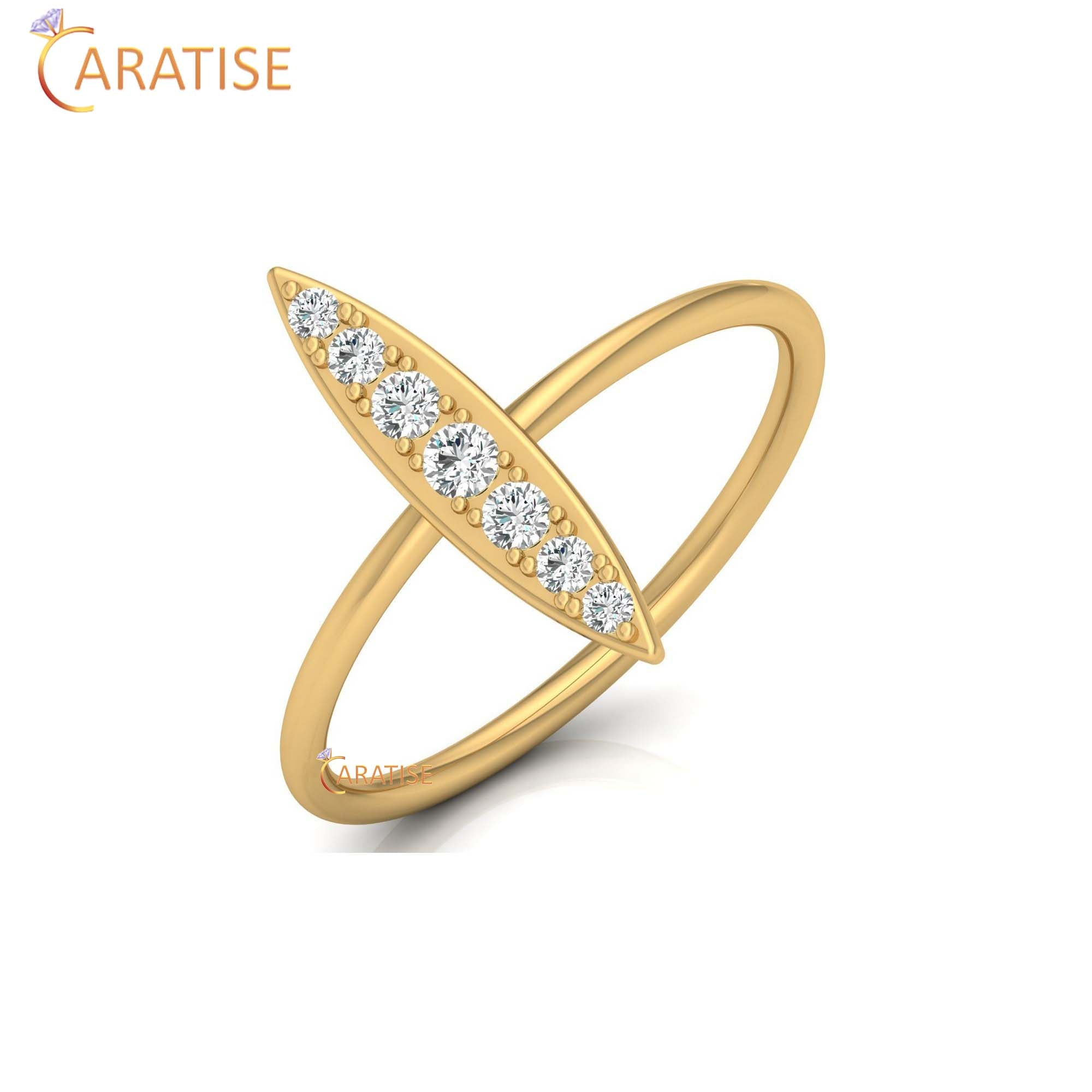 0.16 TDW Round Cut Women's Minimalist Diamond Ring