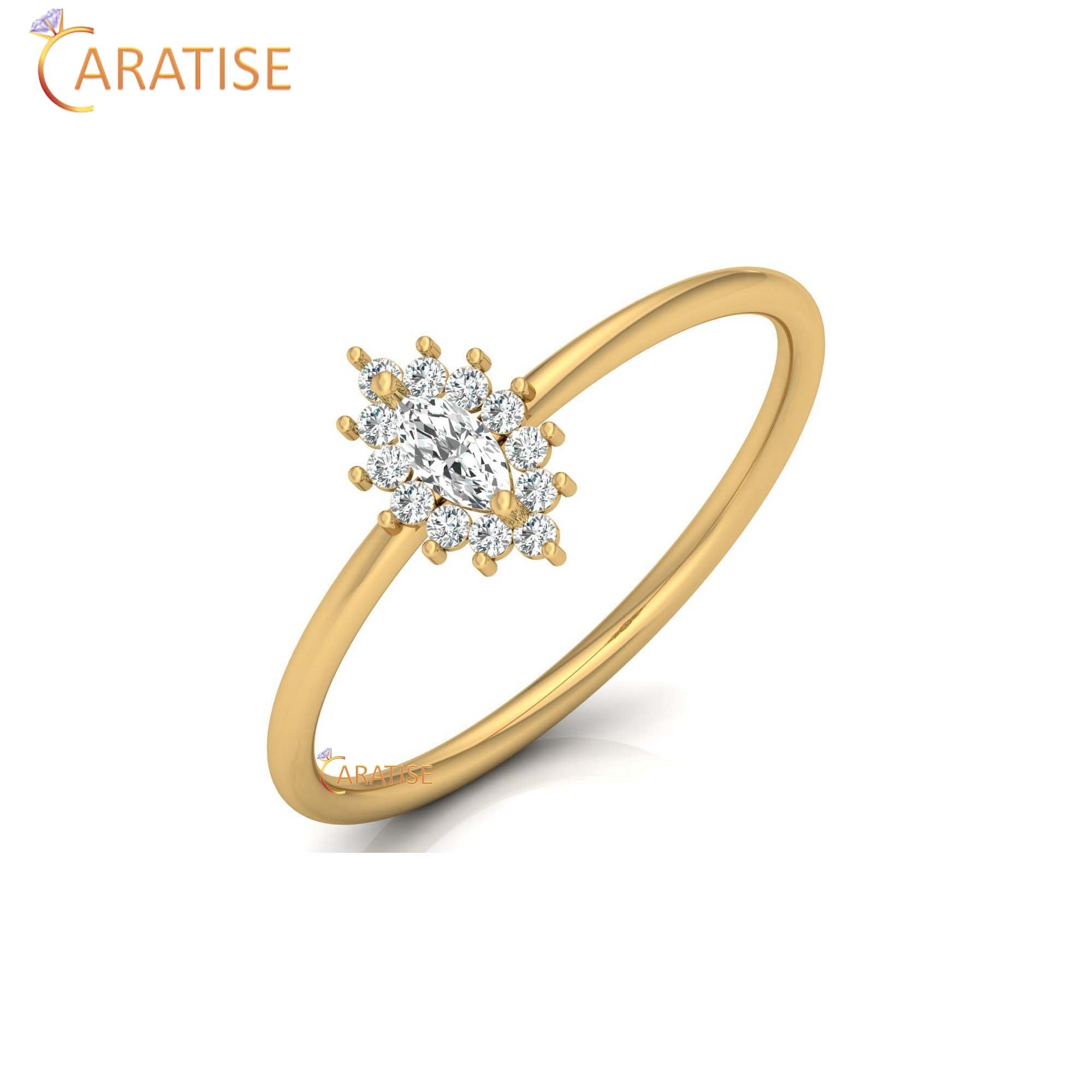 0.16 TDW Marquise & Round Cut Minimalist Diamond Ring