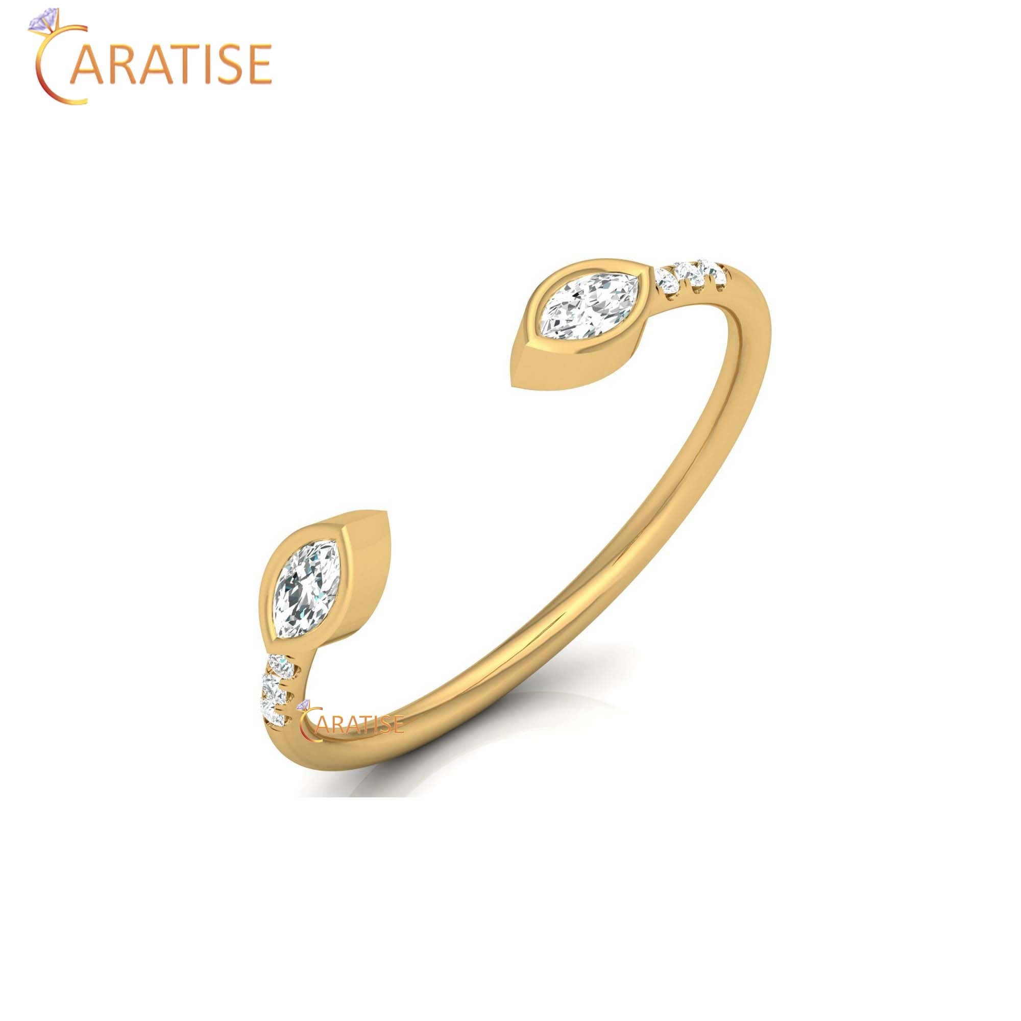 0.13 TDW Round & Marquise Cut Minimalist Women's Diamond Ring