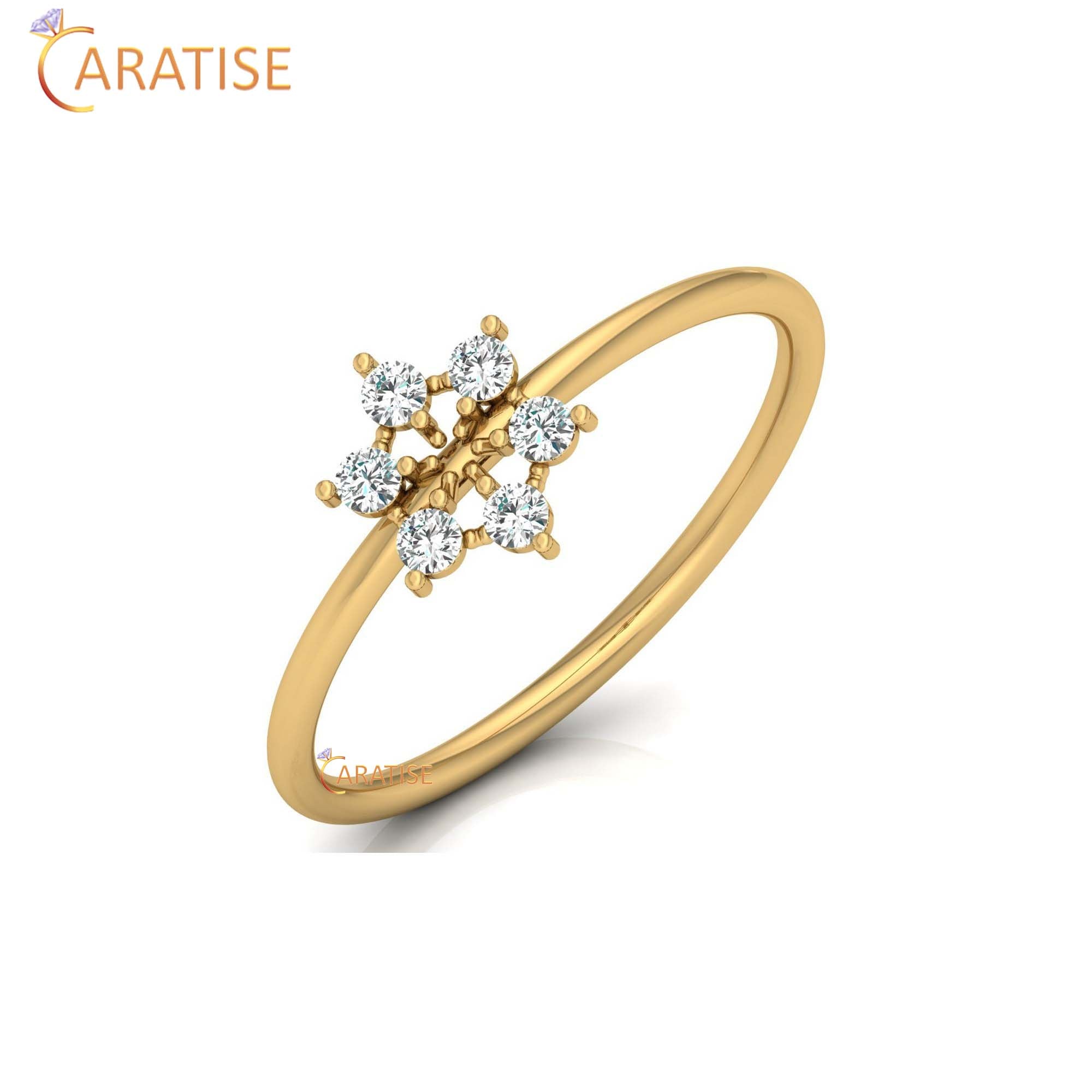 0.16 TDW Round Cut Women's Minimalist Diamond Ring