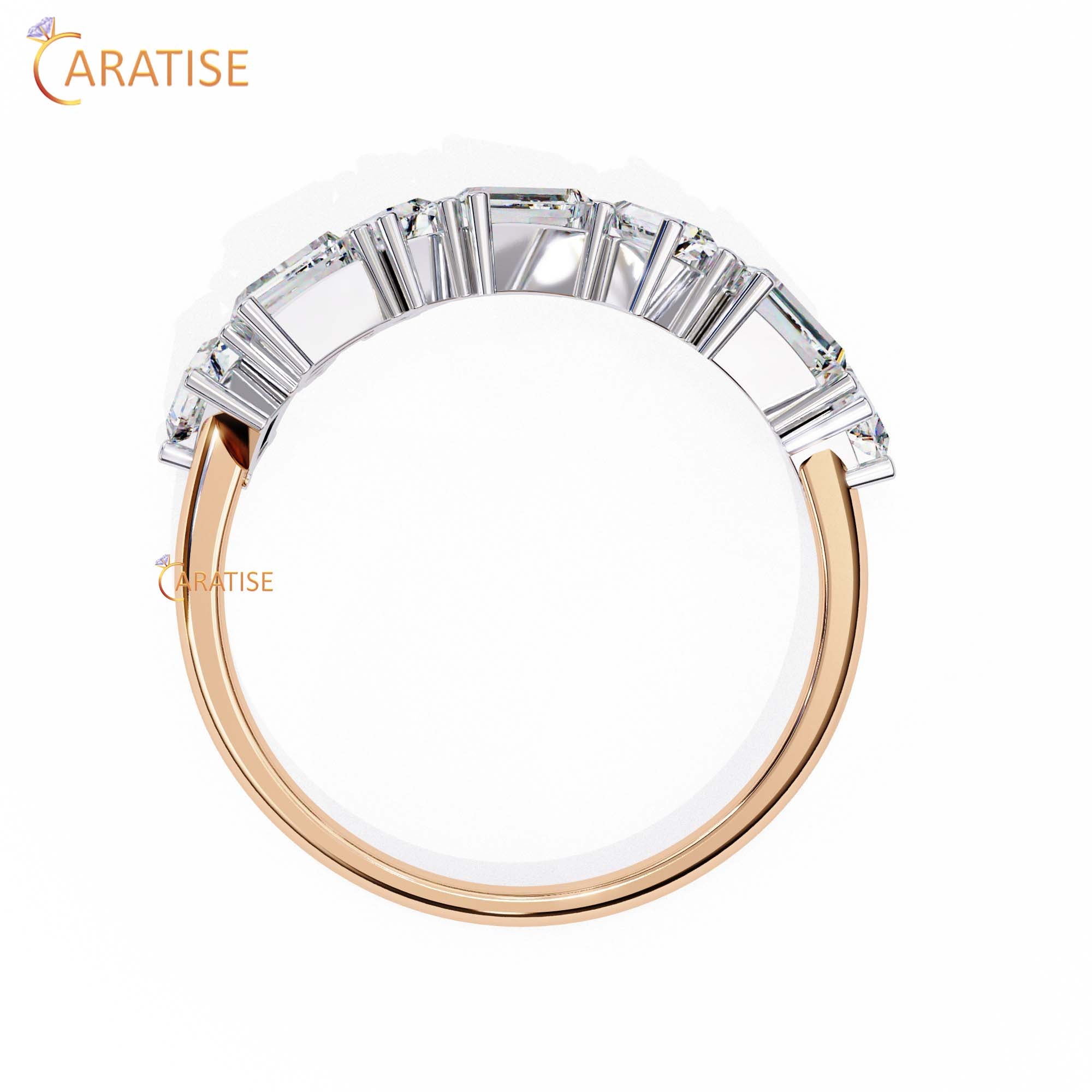 0.68 TDW Round & Baguette Cut Minimalist Diamond Women's Ring