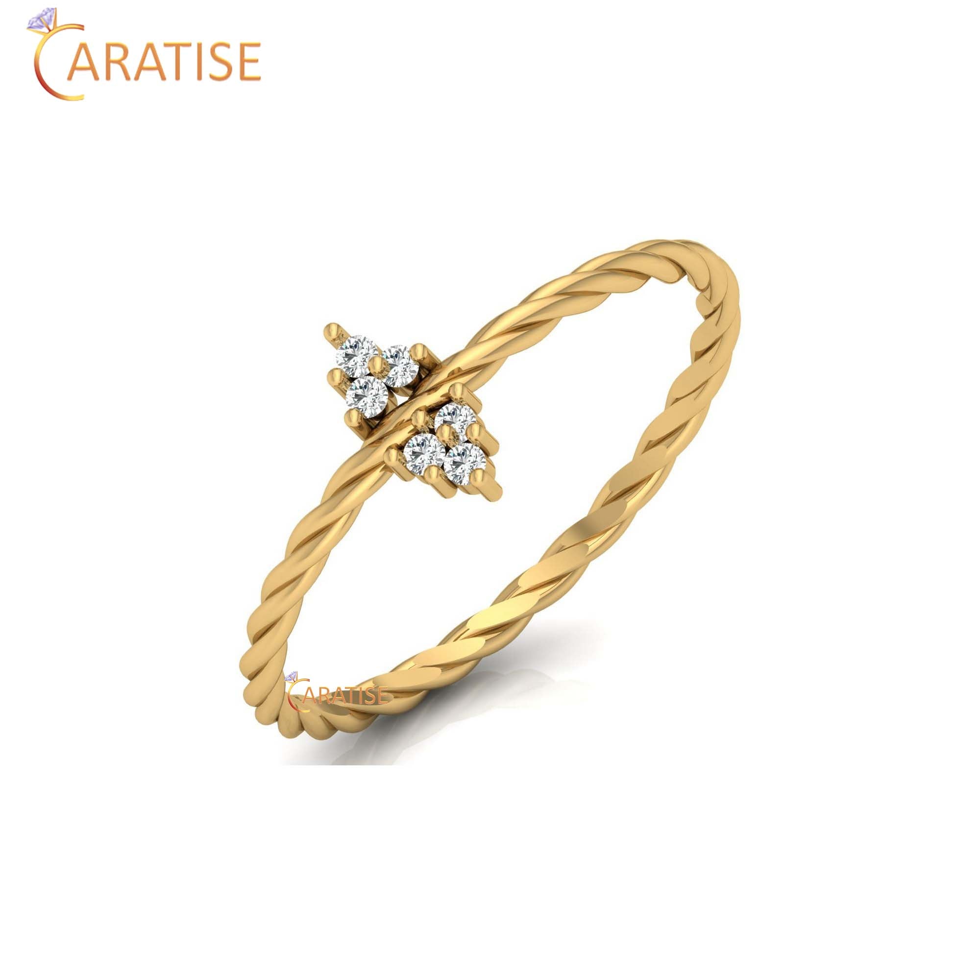 0.05 TDW Round Cut Minimalist Women's Diamond Ring
