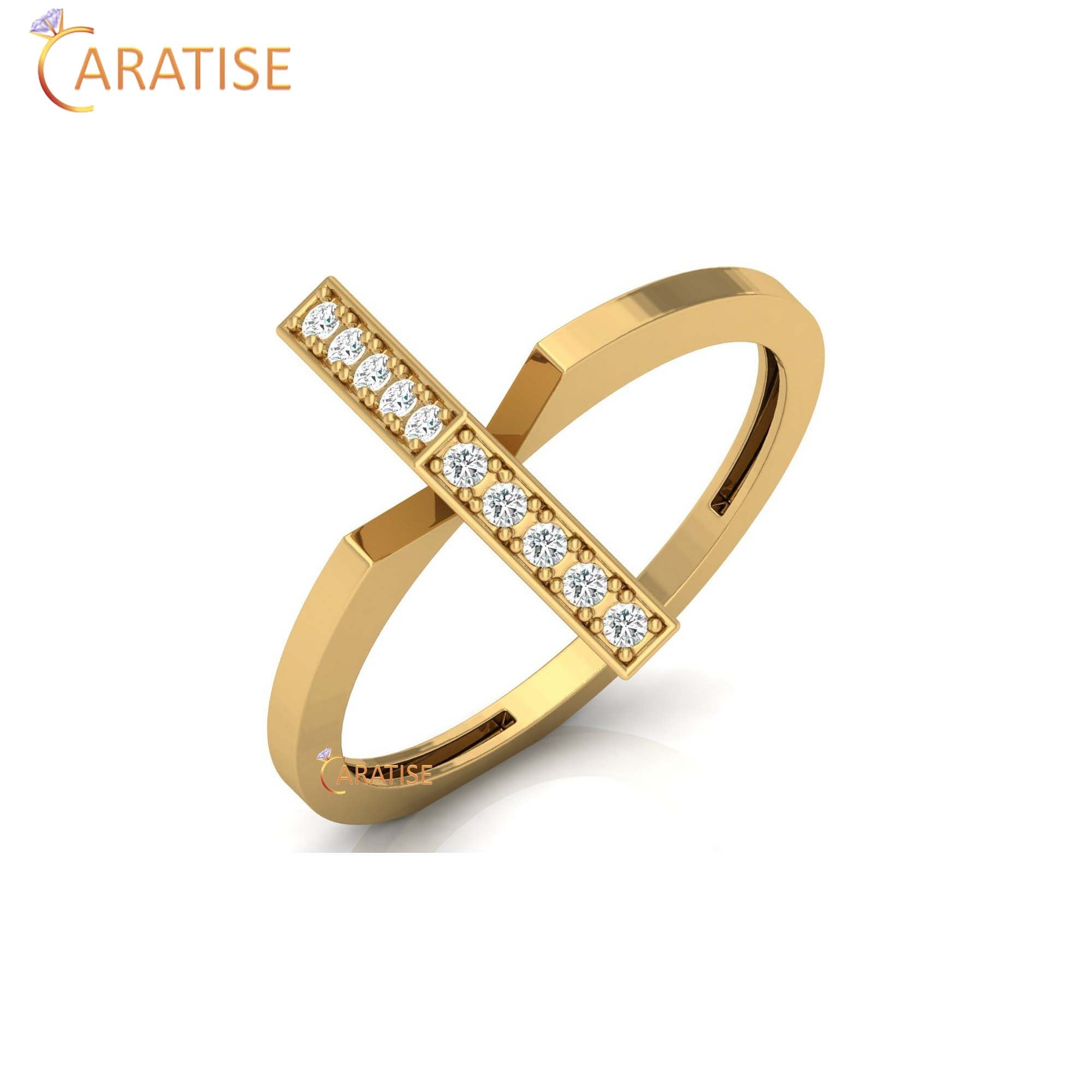 0.08 TDW Round Cut Minimalist Women's Diamond Ring