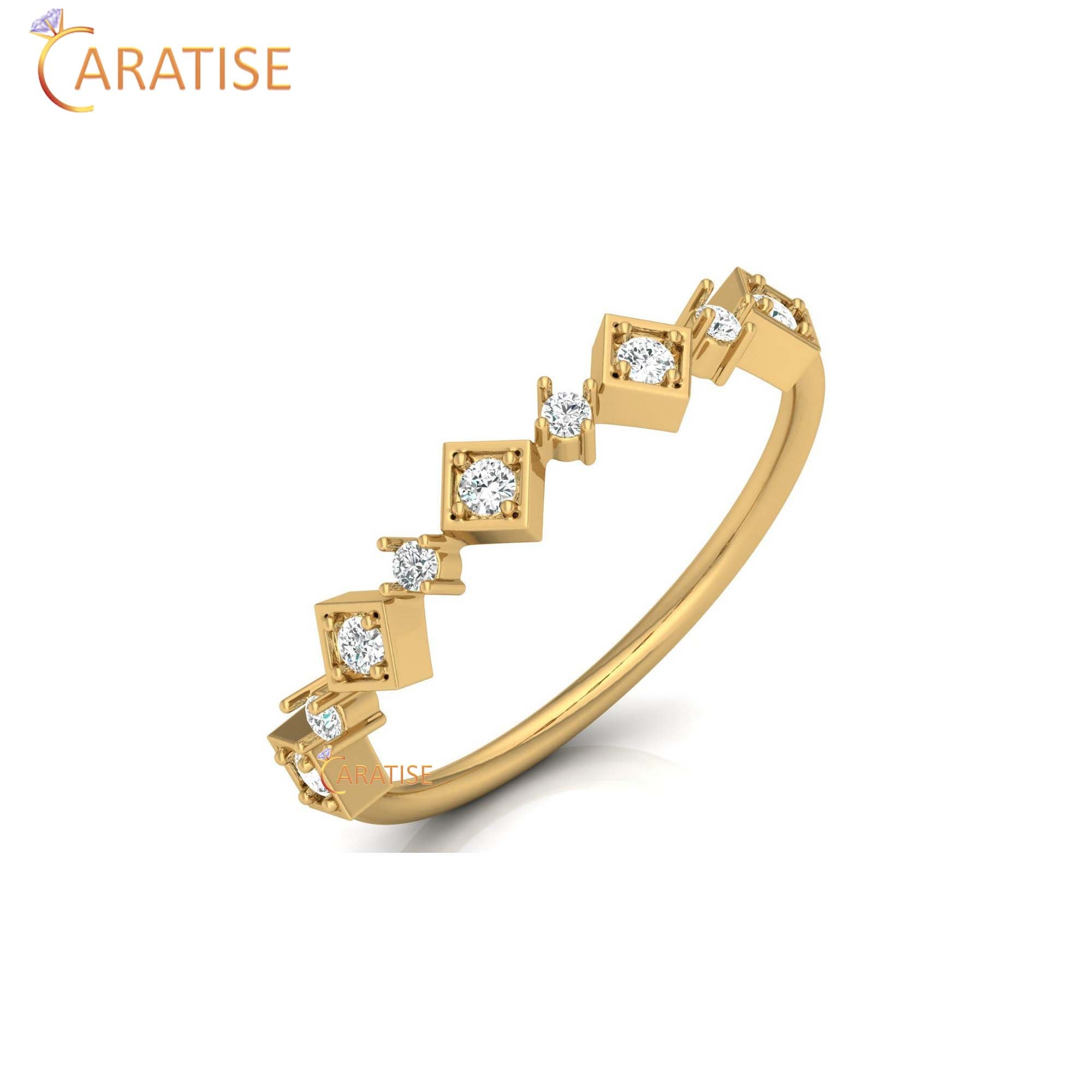 0.14 TDW Round Cut Minimalist Women's Diamond Ring