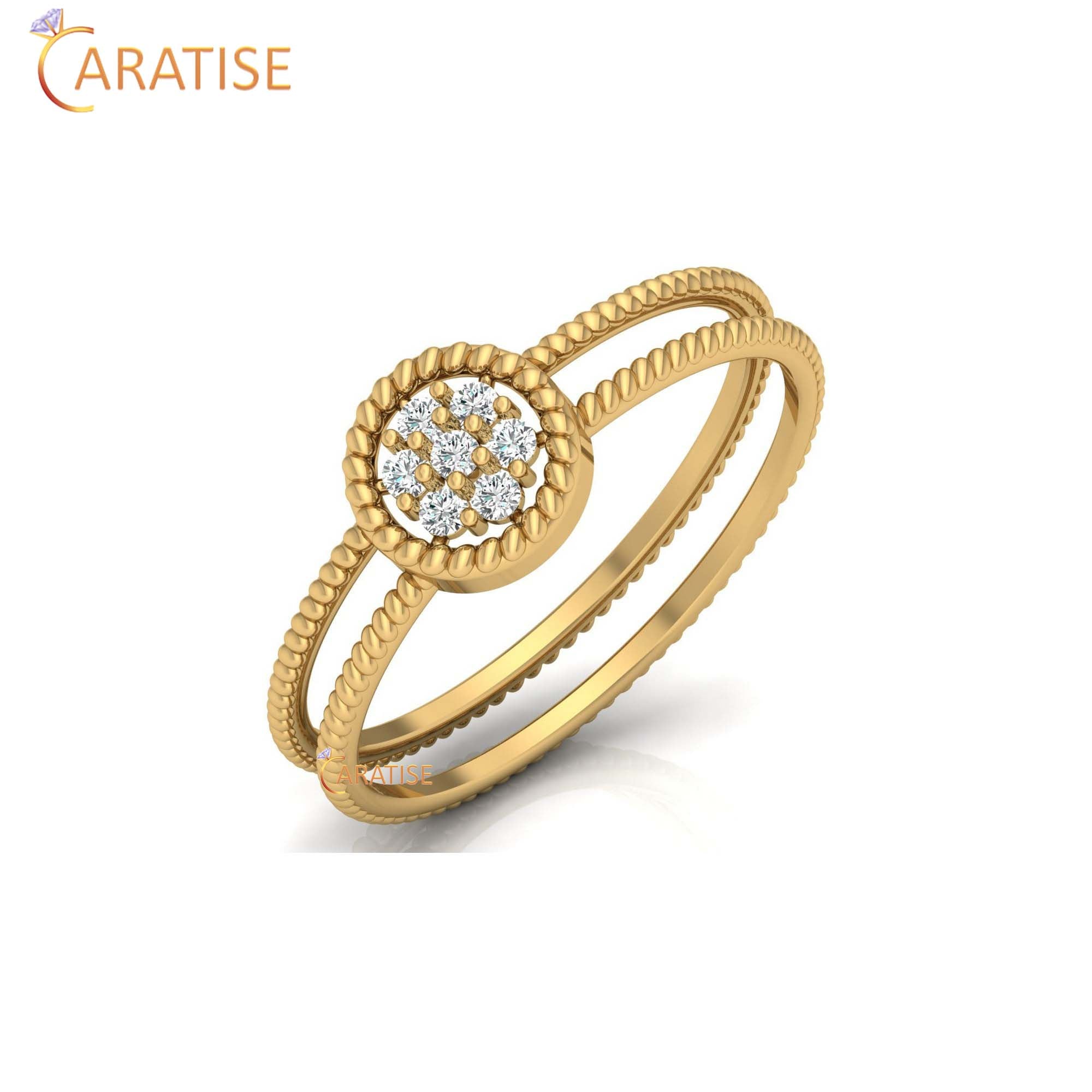 0.09 TDW Round Cut Minimalist Women's Diamond Ring