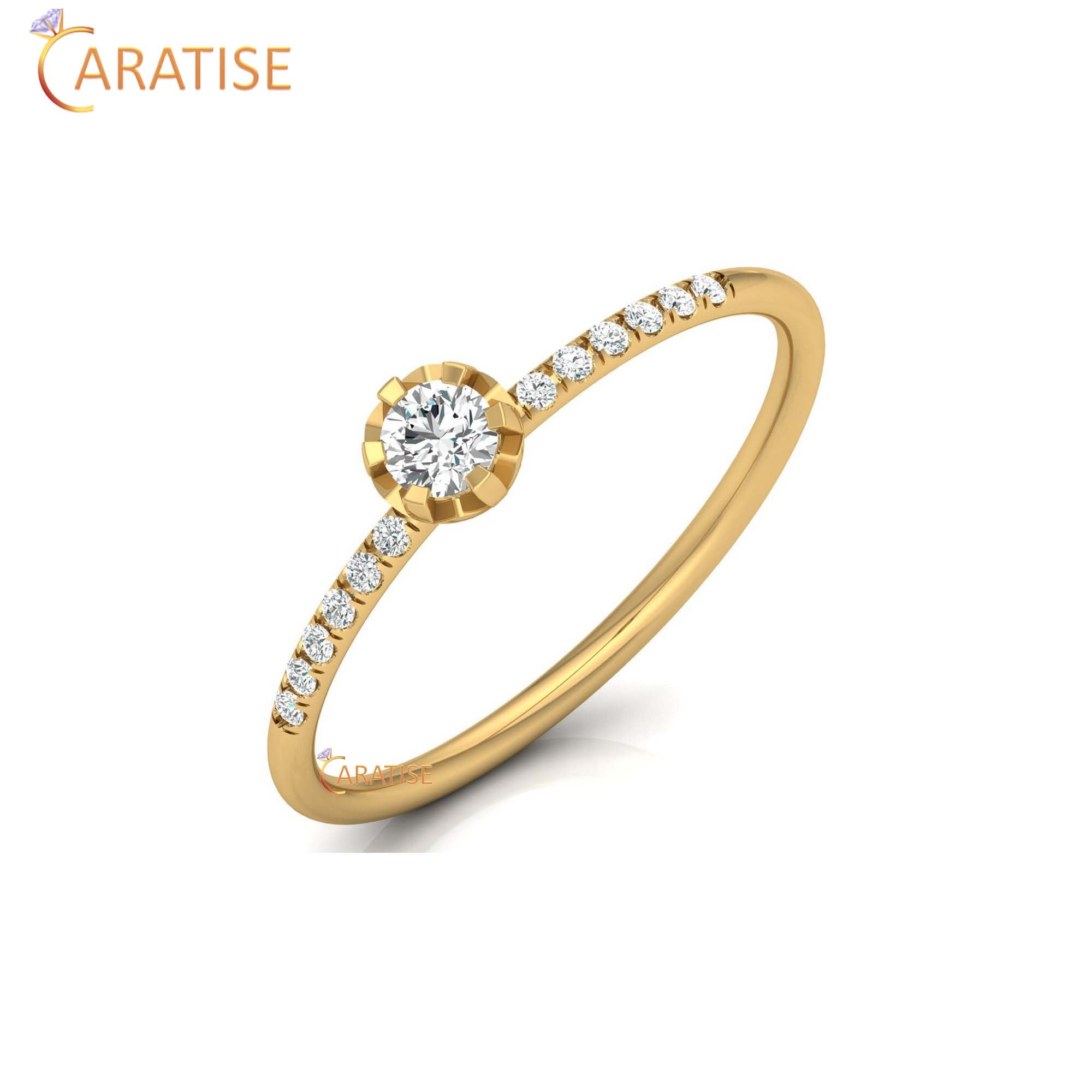 0.19 TDW Round Cut Minimalist Women's Diamond Ring