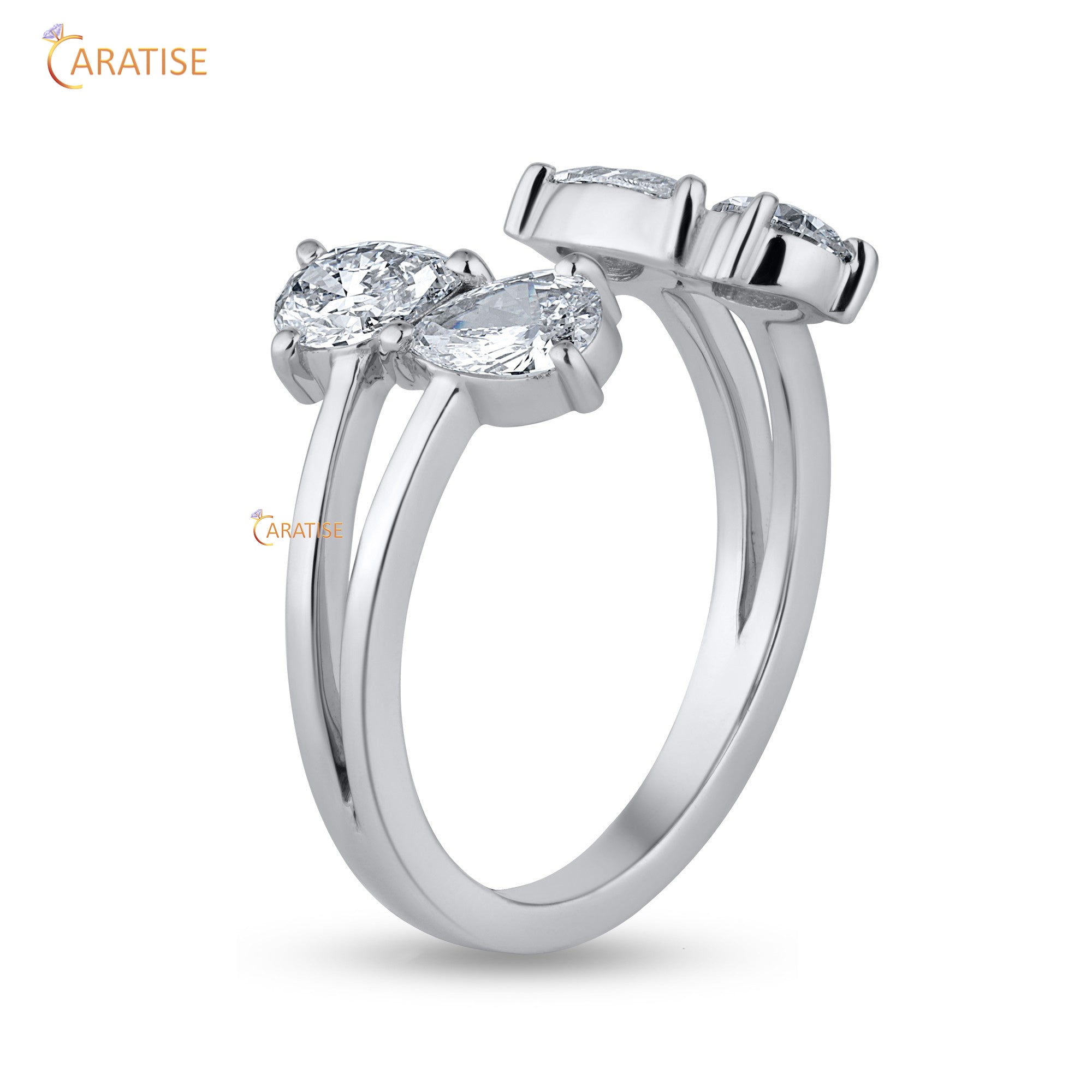 0.80 TDW Pear Cut Moissanite Diamond Engagement Ring 925 Silver