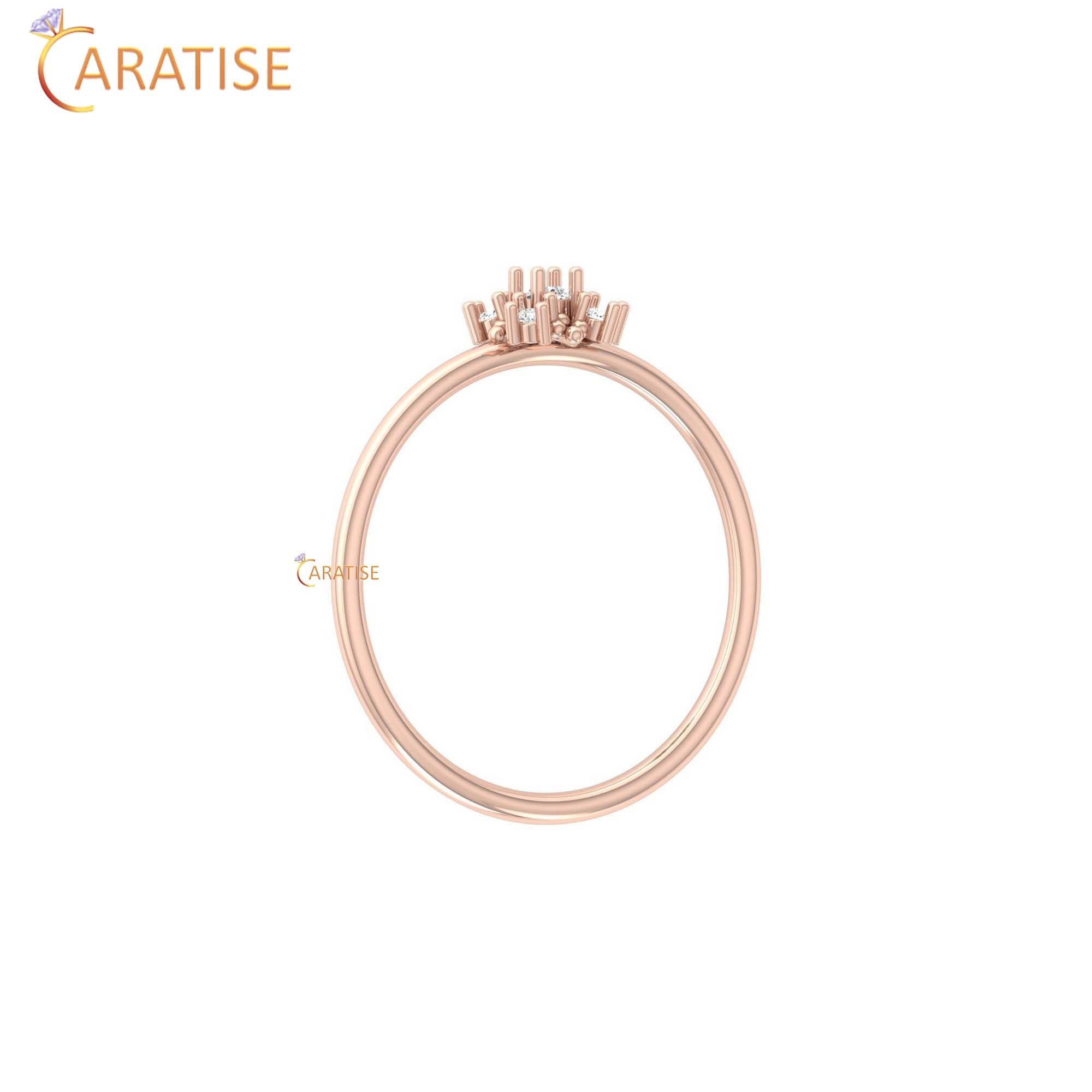 0.06 TDW Round Cut Women's Minimalist Diamond Ring