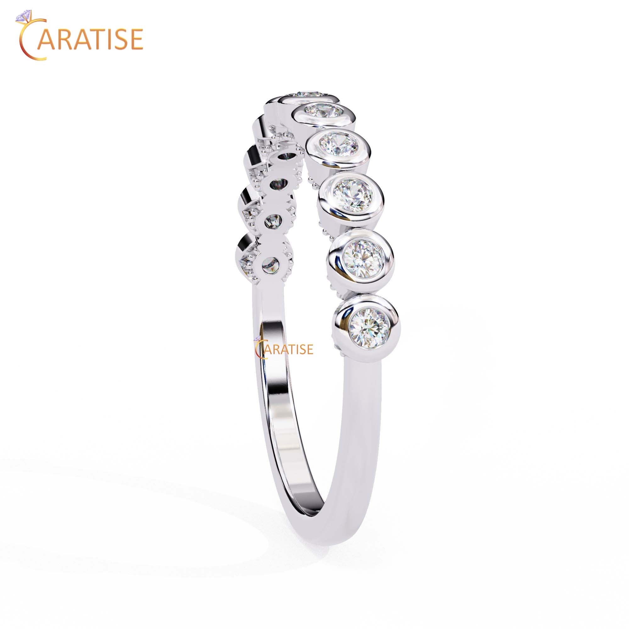 0.17 TDW Round Cut Diamond Minimalist Women's Ring