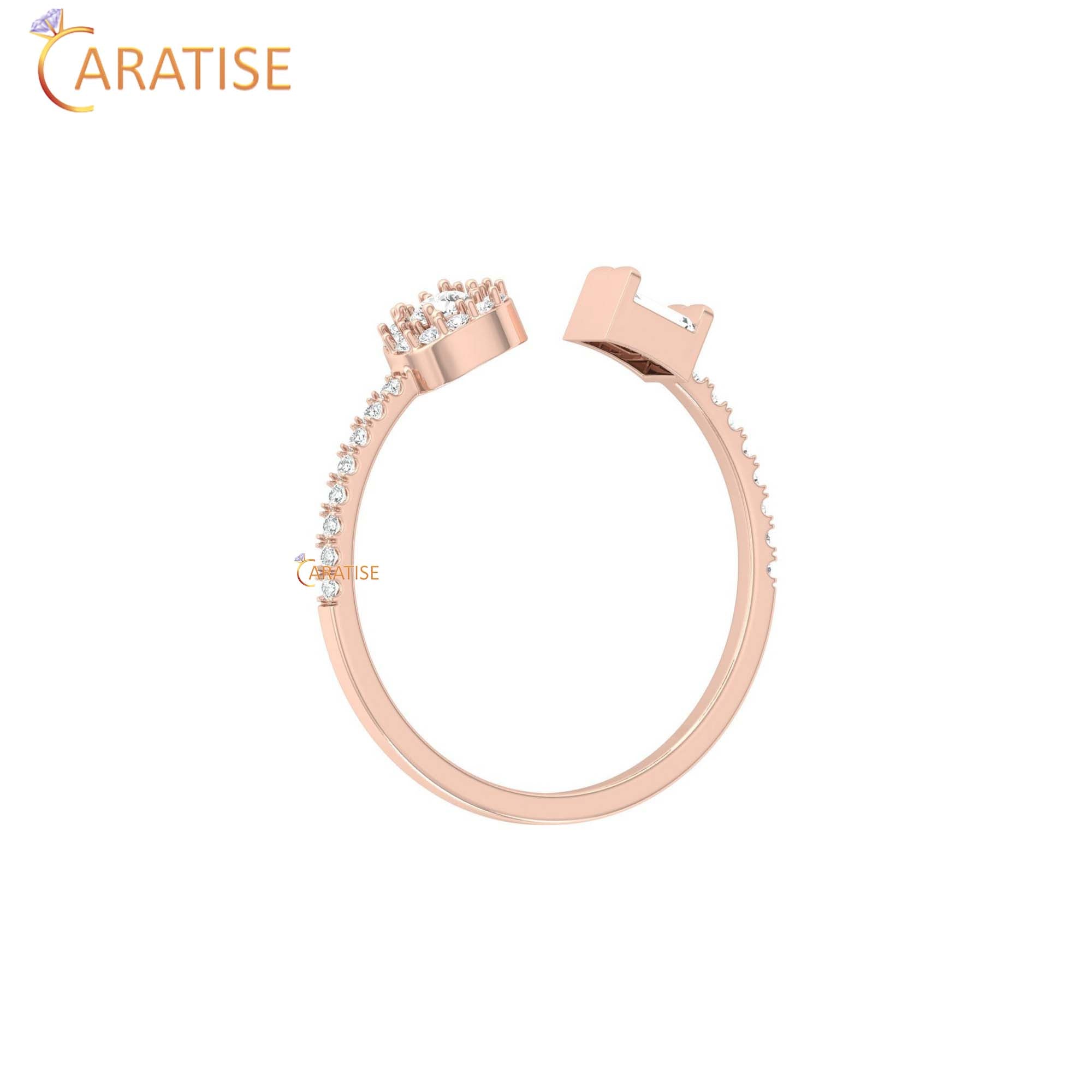 0.25 TDW Round & Baguette Cut Women's Minimalist Diamond Ring