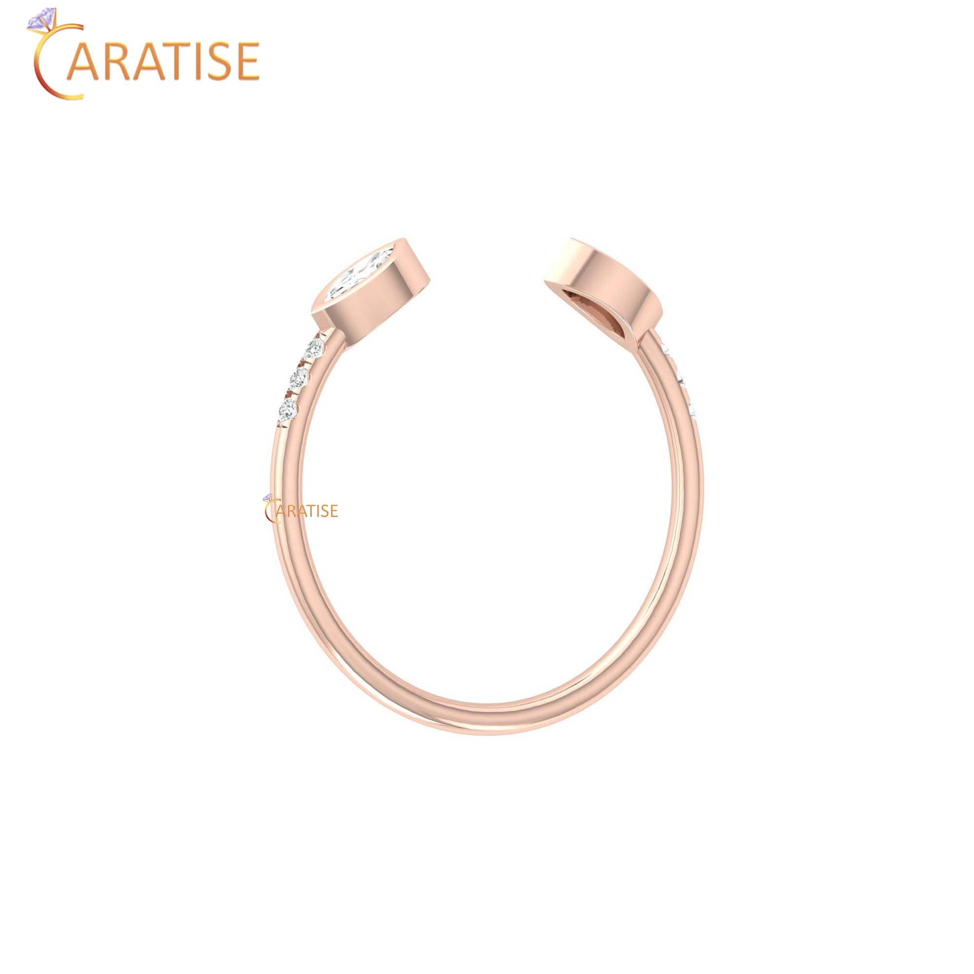 0.13 TDW Round & Marquise Cut Minimalist Women's Diamond Ring