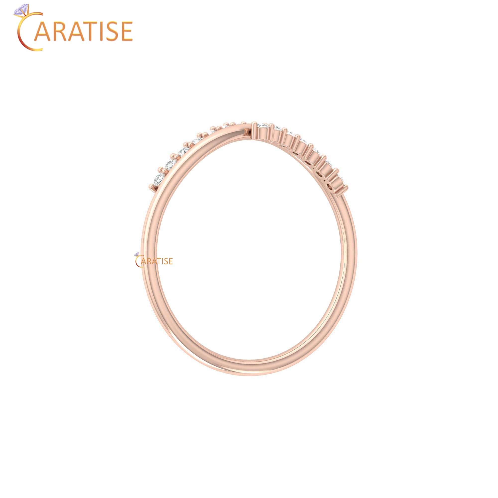 0.09 TDW Round Cut Minimalist Women's Diamond Ring