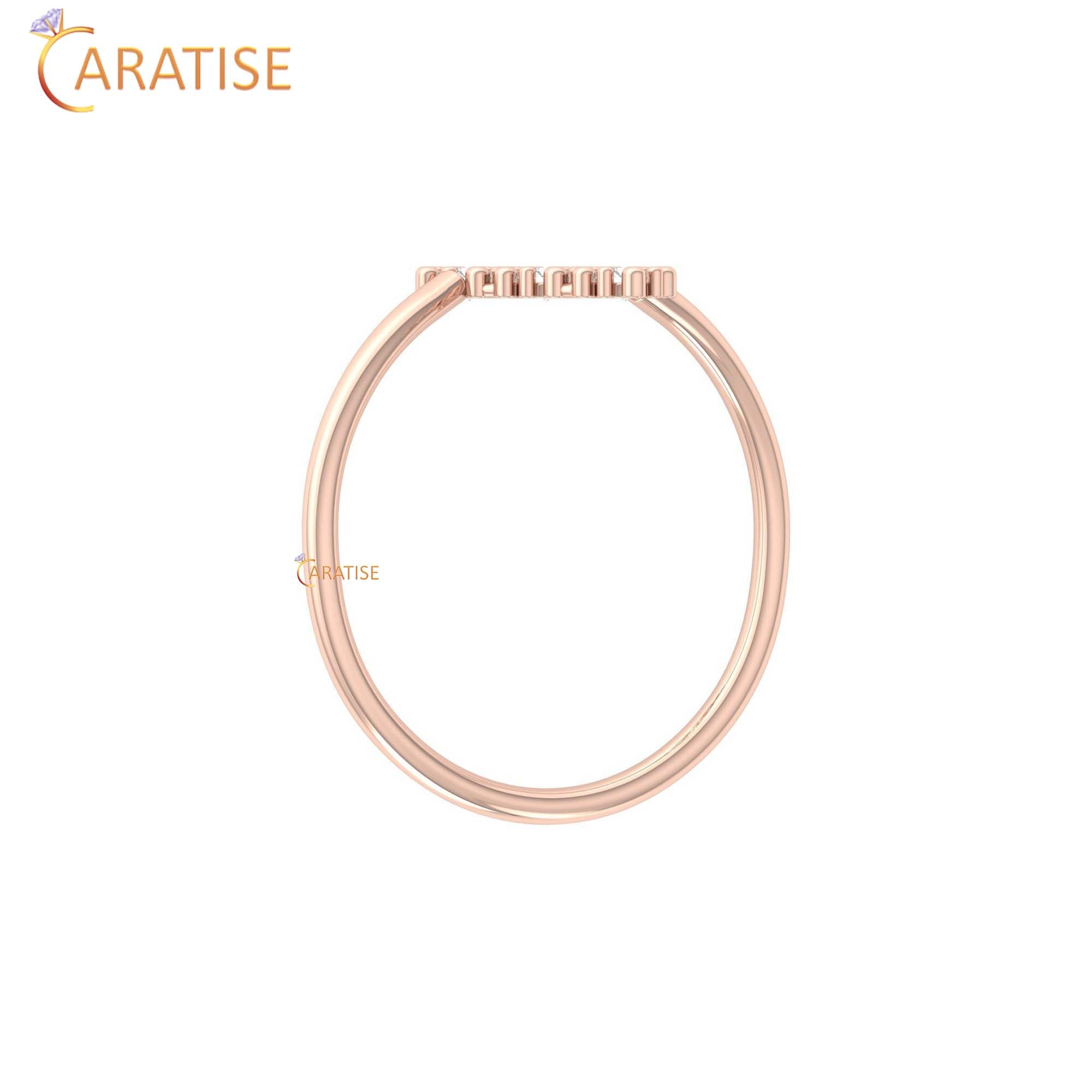 0.09 TDW Round Cut Women's Minimalist Diamond Ring