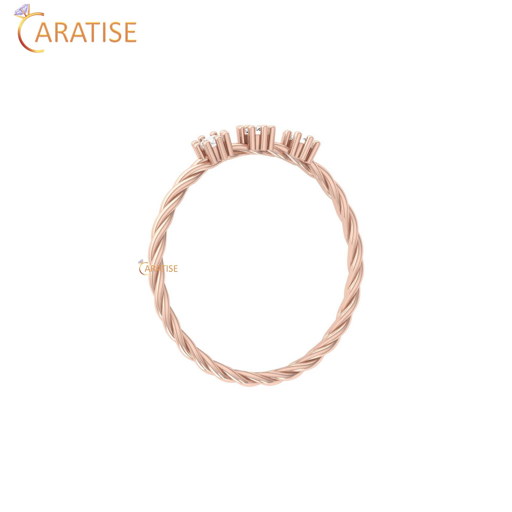 0.09 TDW Round Cut Minimalist Women's Diamond Ring