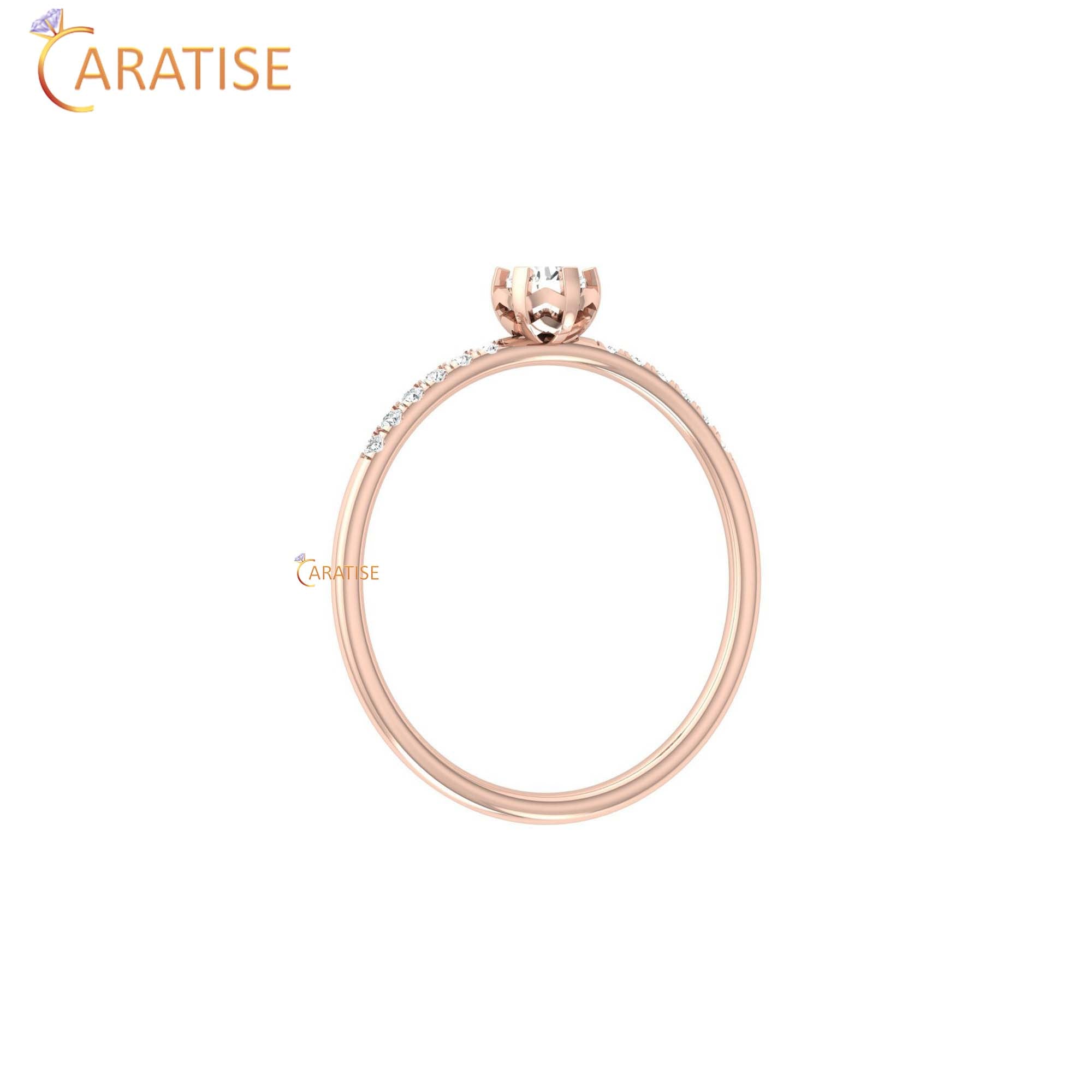 0.19 TDW Round Cut Minimalist Women's Diamond Ring