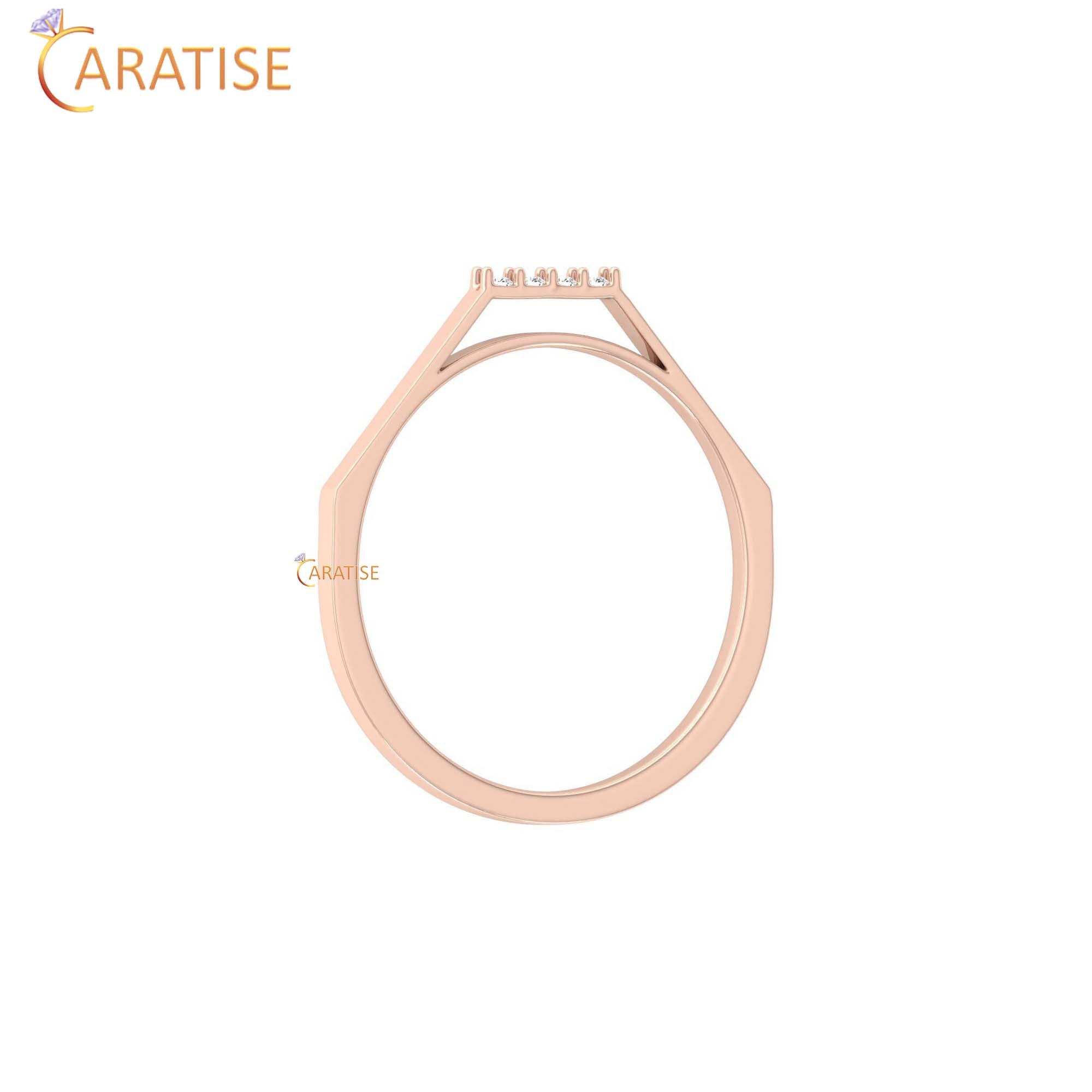 0.03 TDW Round Cut Women's Minimalist Diamond Ring