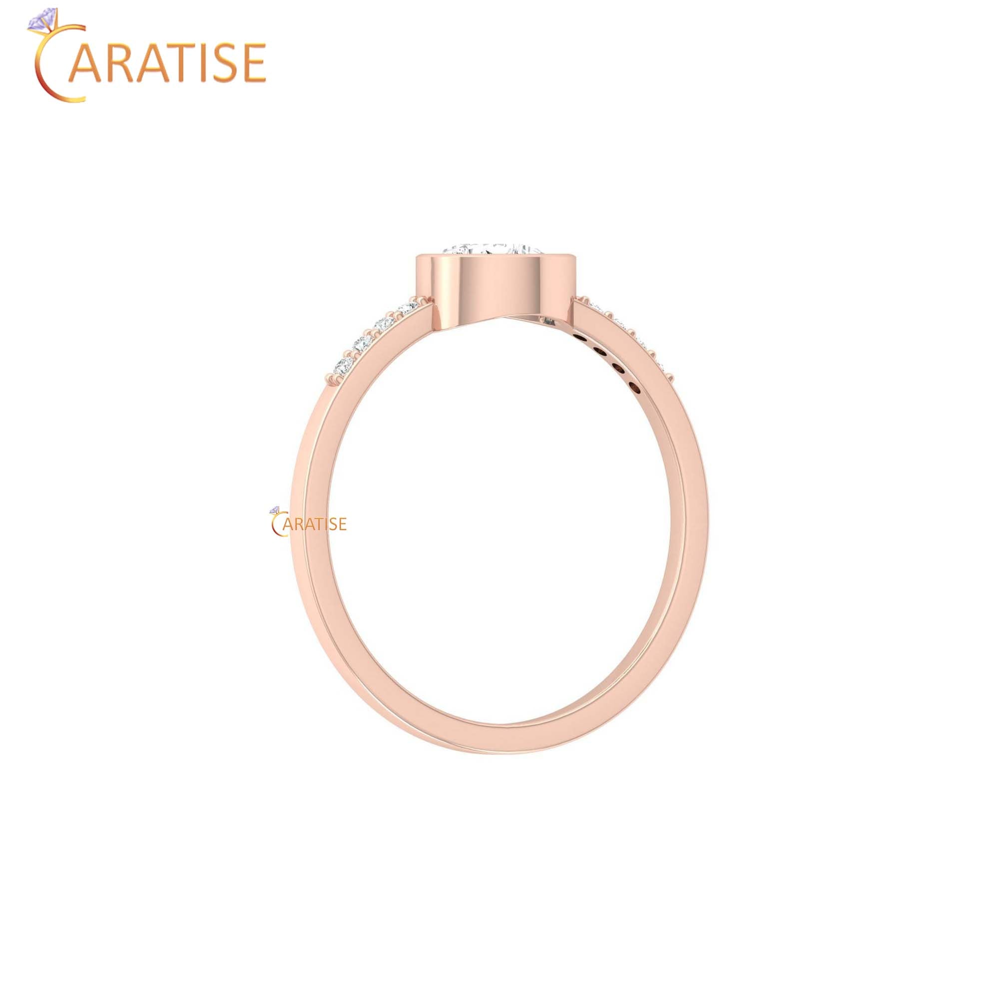 0.39 TDW Round & Pear Cut Women's Minimalist Diamond Ring