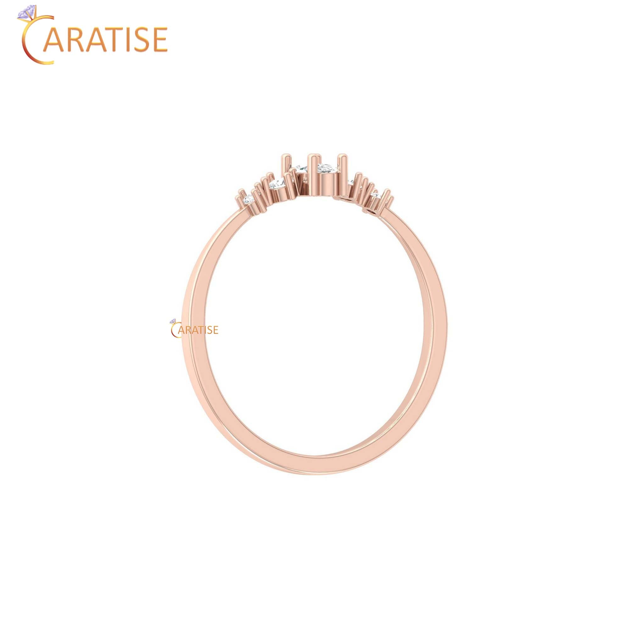 0.17 TDW Round & Oval Cut women's Minimalist Diamond Ring